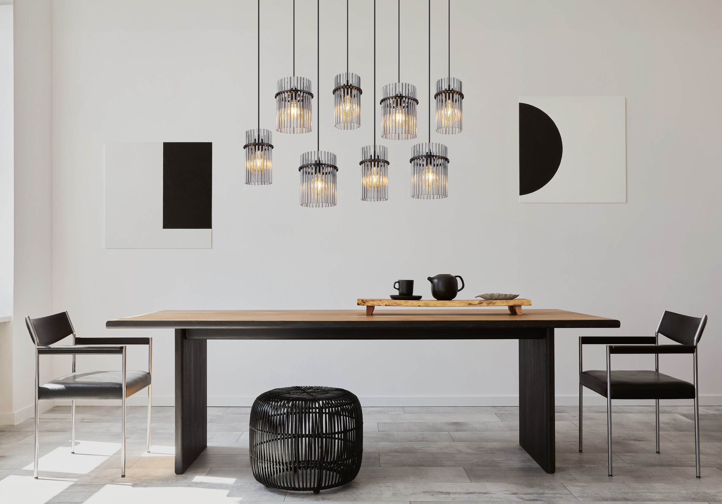 GLOBO LIGHTING Hängeleuchte »GORLEY« E27 1 Stk. Hängelampe Glasstäbe rauchfarben klar verlaufend elegant Esszimmer