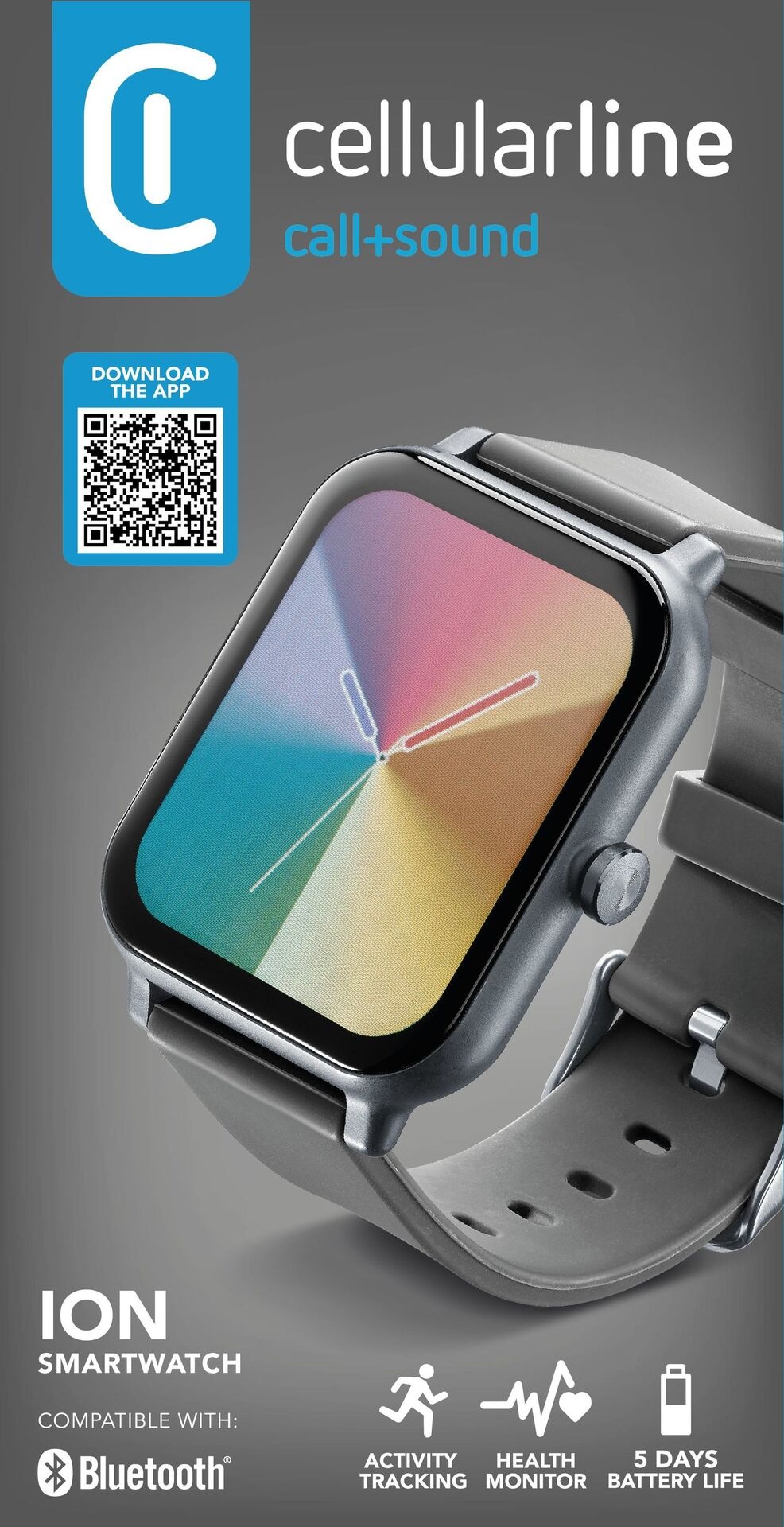 Cellularline Smartwatch »Bluetooth Smartwatch ION«, (4,65 cm / 1,83 Zoll), Proprietär, 0 GB,)