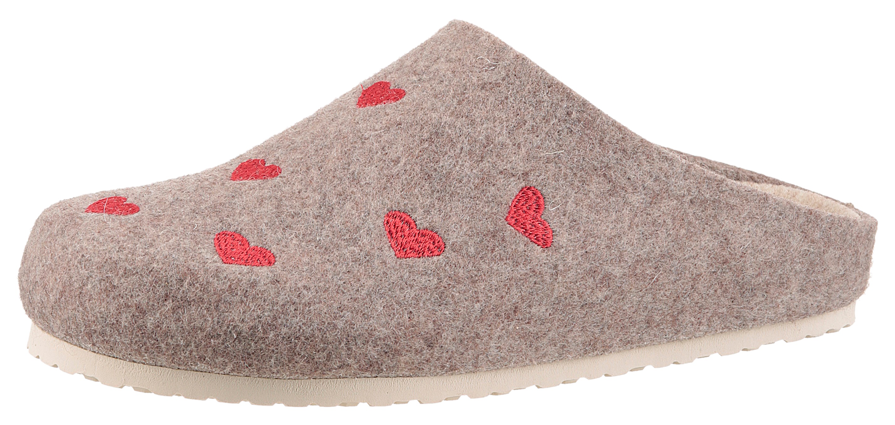 Thumbnail - Aniston SHOES Clog Hausschuh, Homeslipper mit Herzchen-Stickerei - NEUE KOLLEKTION