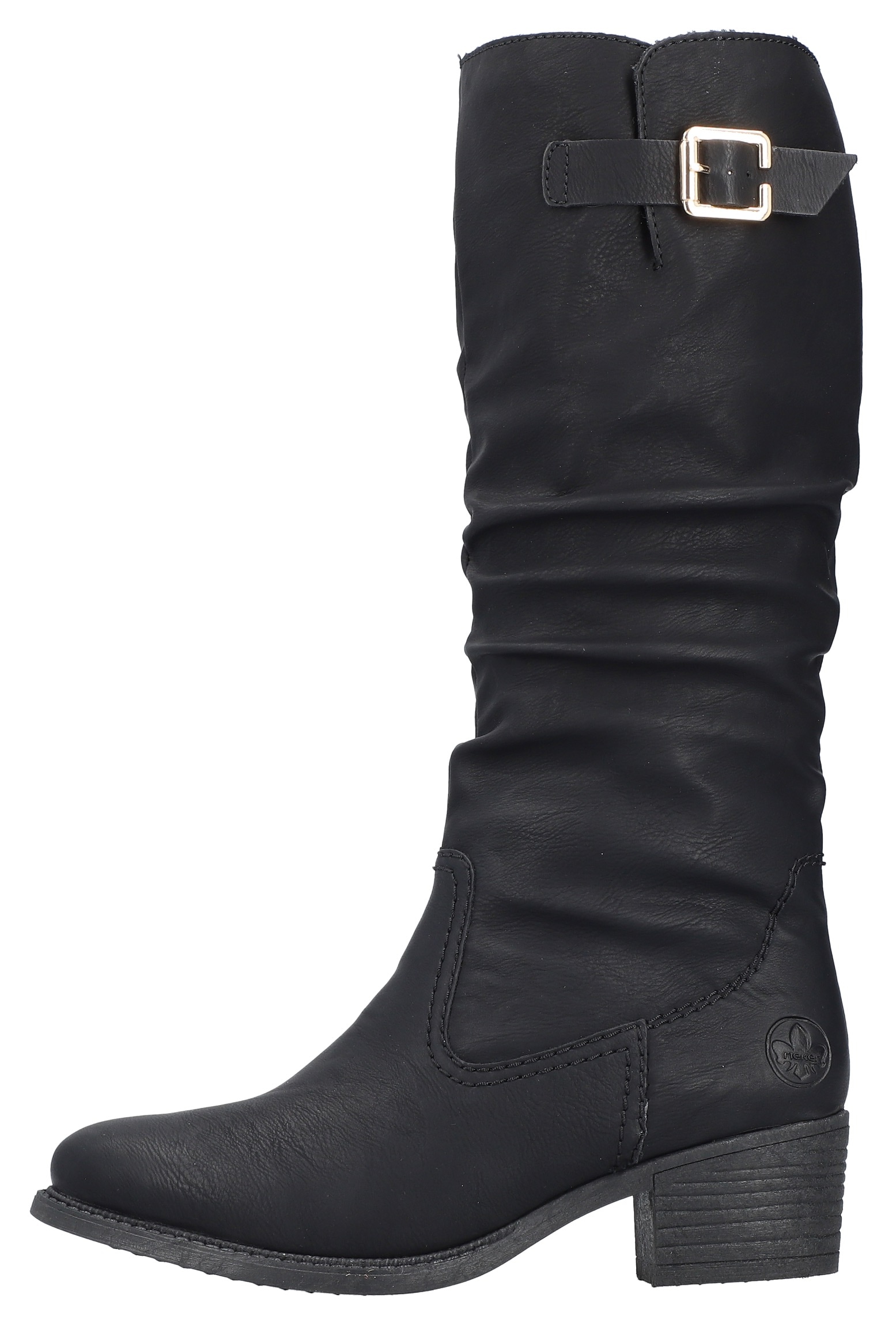 Rieker Winterstiefel, Langschaftstiefel, Blockabsatz, Innenreißverschluss, slouchy Schaft