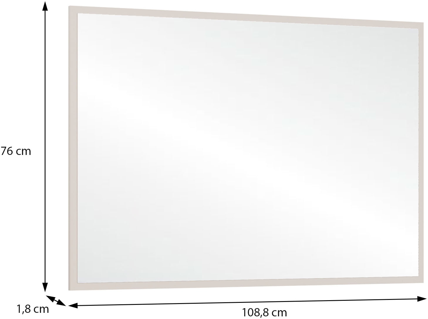 FORTE Garderobenspiegel B/H/T 108,8/76/1,8 cm, Wandmontage