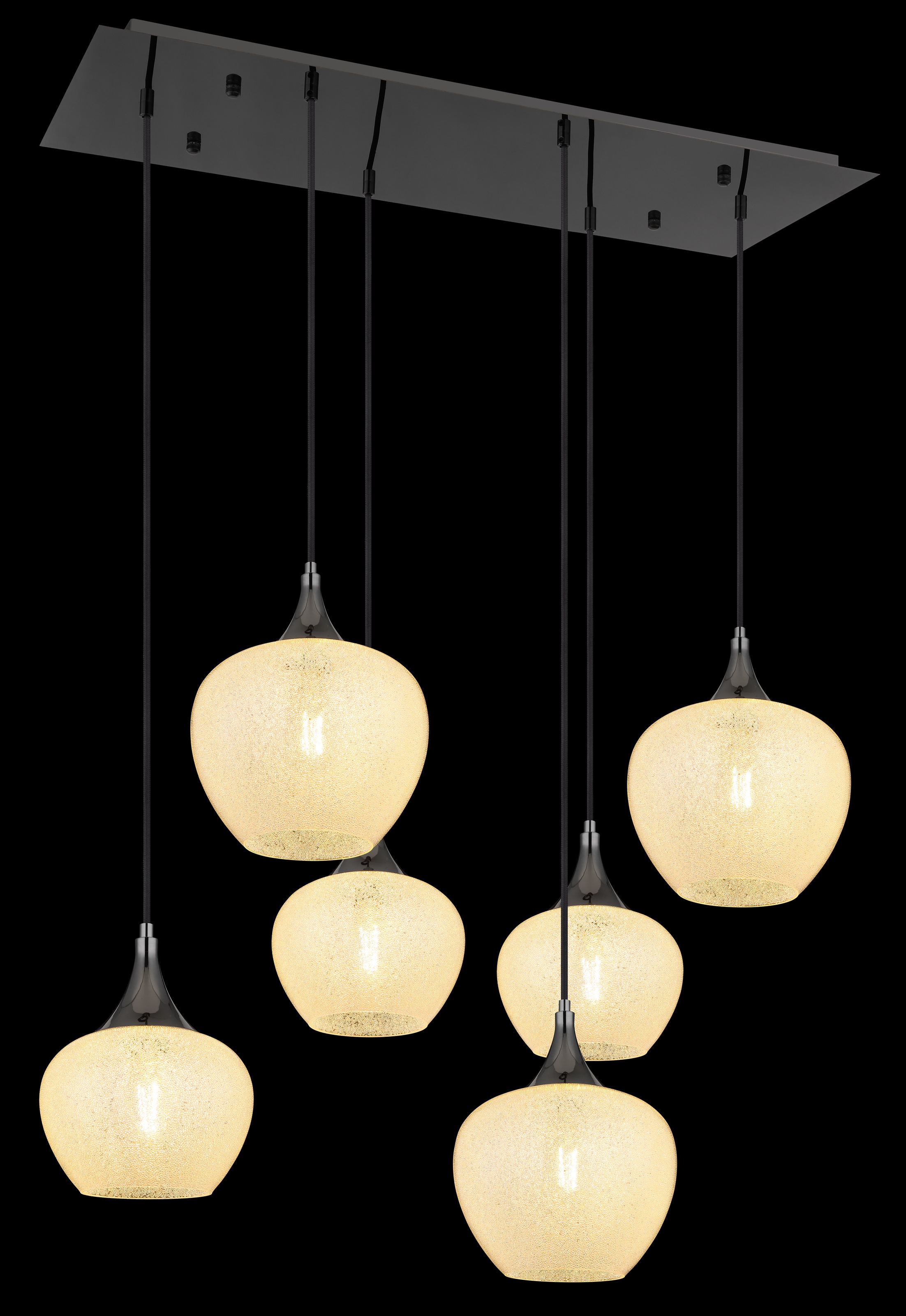 GLOBO LIGHTING Hängeleuchte »MAXY«, Leuchtmittel E27 | ohne Leuchtmittel, Hängelampe/Pendelleuchte/schwarz-chrom/Glas klar/Acrylkristalle