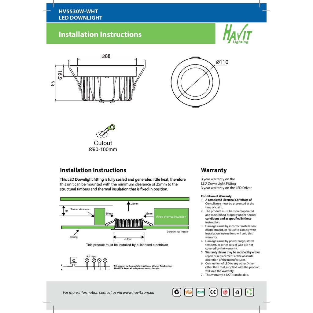 Havit Lighting LED Deckenleuchte »ORA«, LED fest integriert, hohe Schutzklasse IP44