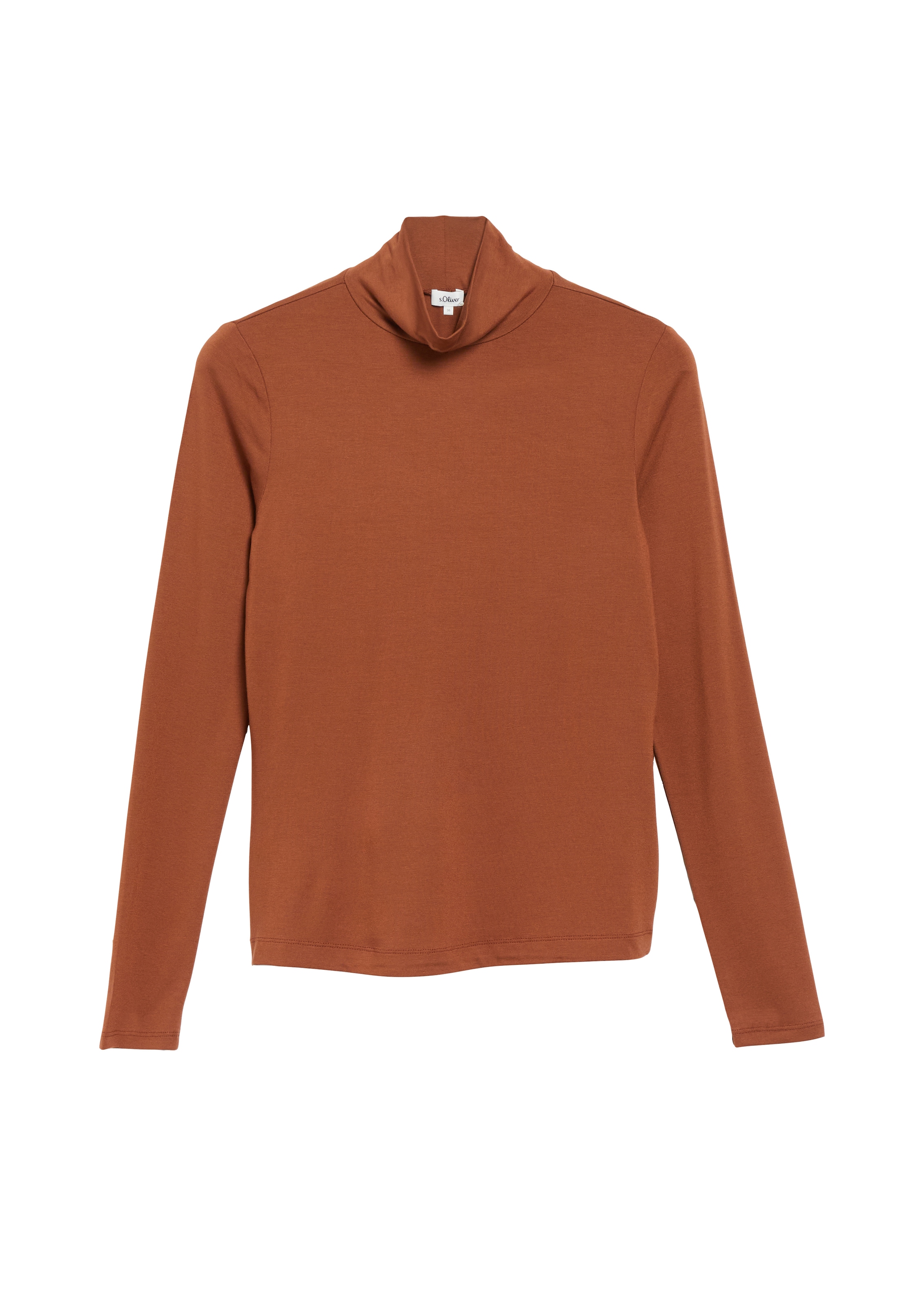 s.Oliver Rollkragenshirt Langarmshirt mit Viskose und Stretch / Unifarben