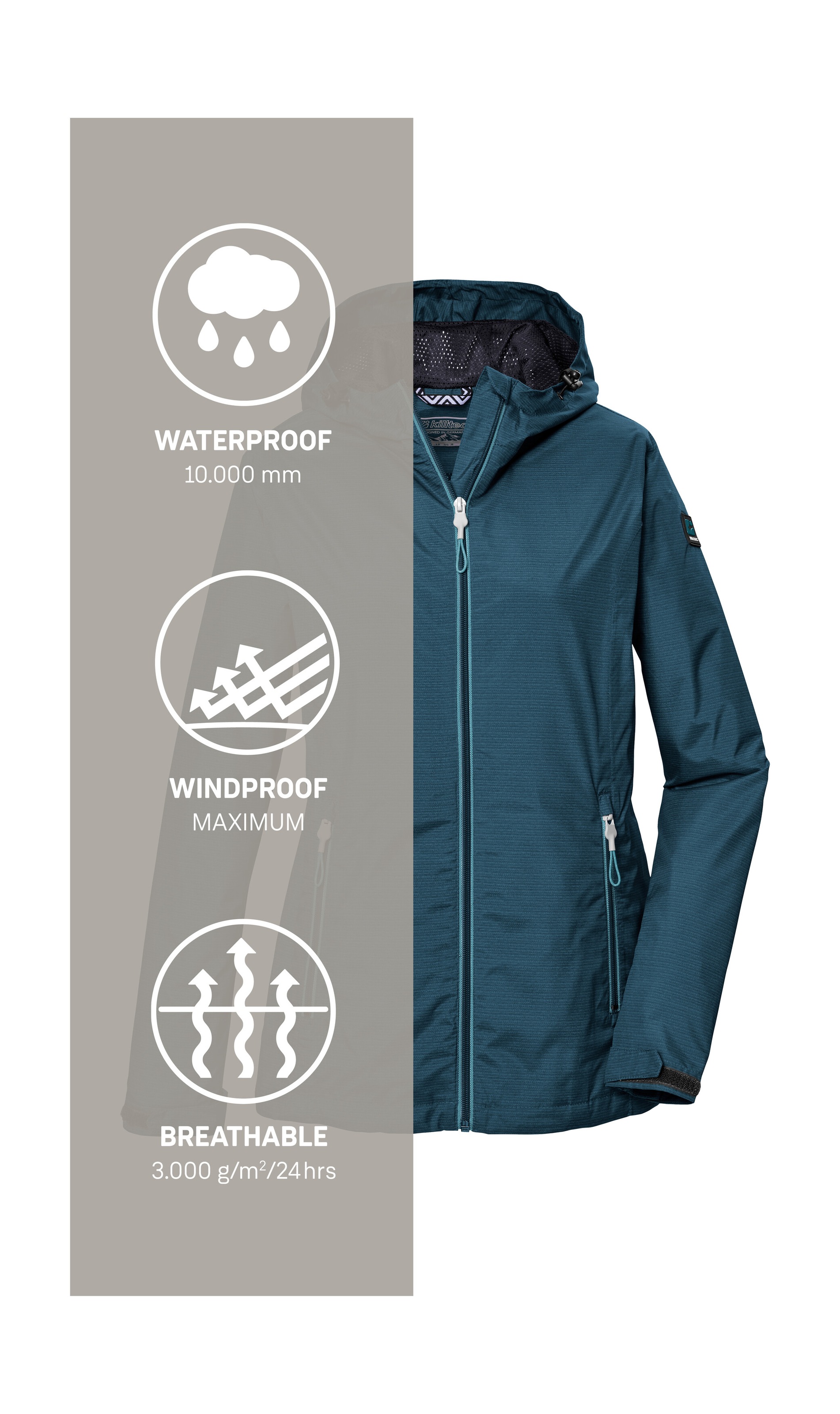 Killtec Outdoorjacke »KOS 108 WMN JCKT«, Leichte, wasser- und winddichte Damenjacke, PFAS-frei imprägniert