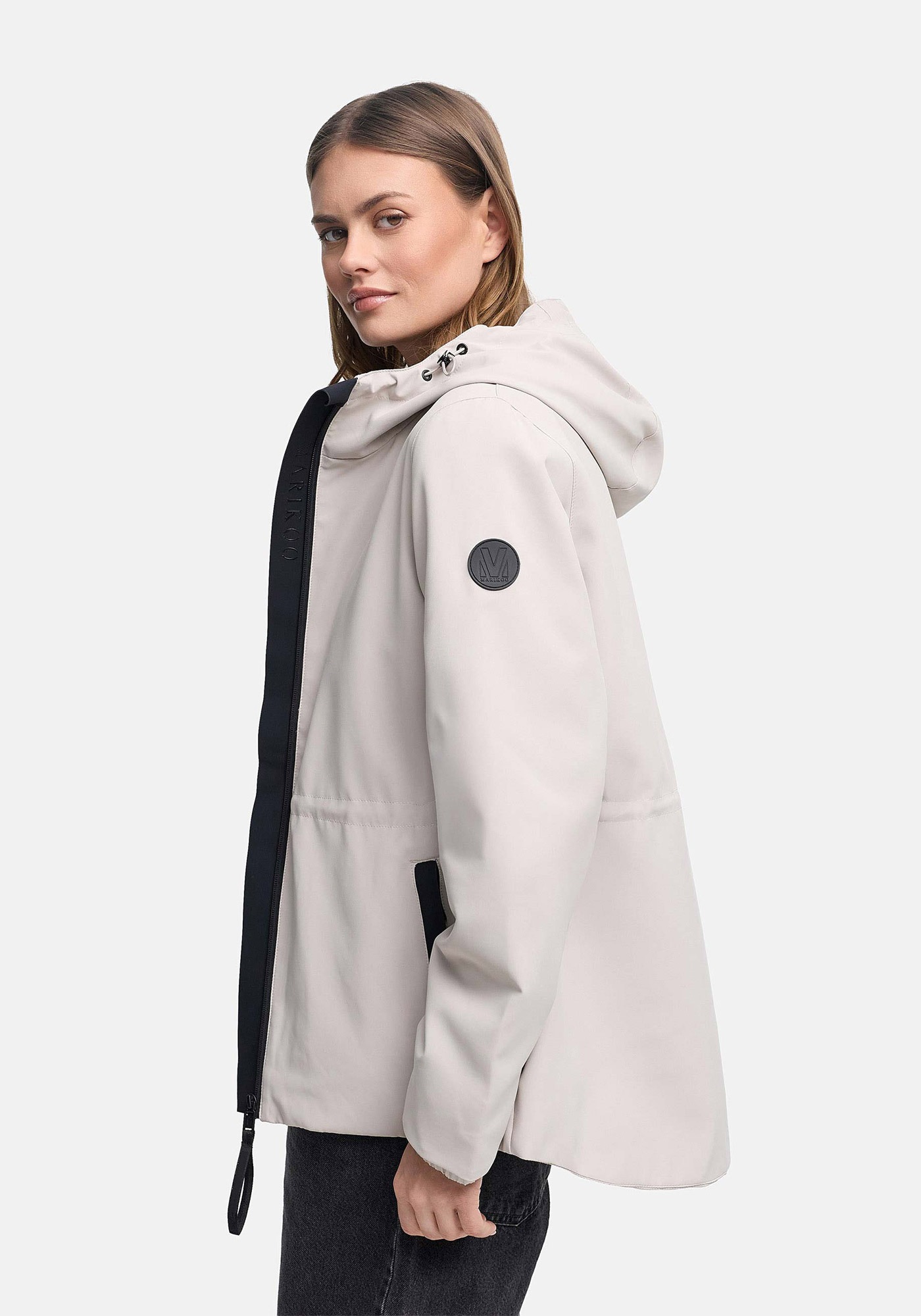 Outdoorjacke MARIKOO "Katzilein", Damen, Gr. XL, bone, Obermaterial: 100% Polyester; Futter: 100% Polyester; Wattierung: 100% Polyester; Ärmelfutter: 100% Polyester, Jacken Outdoorjacke, Leichte Übergangsjacke mit Kapuze und Kordelzug 2