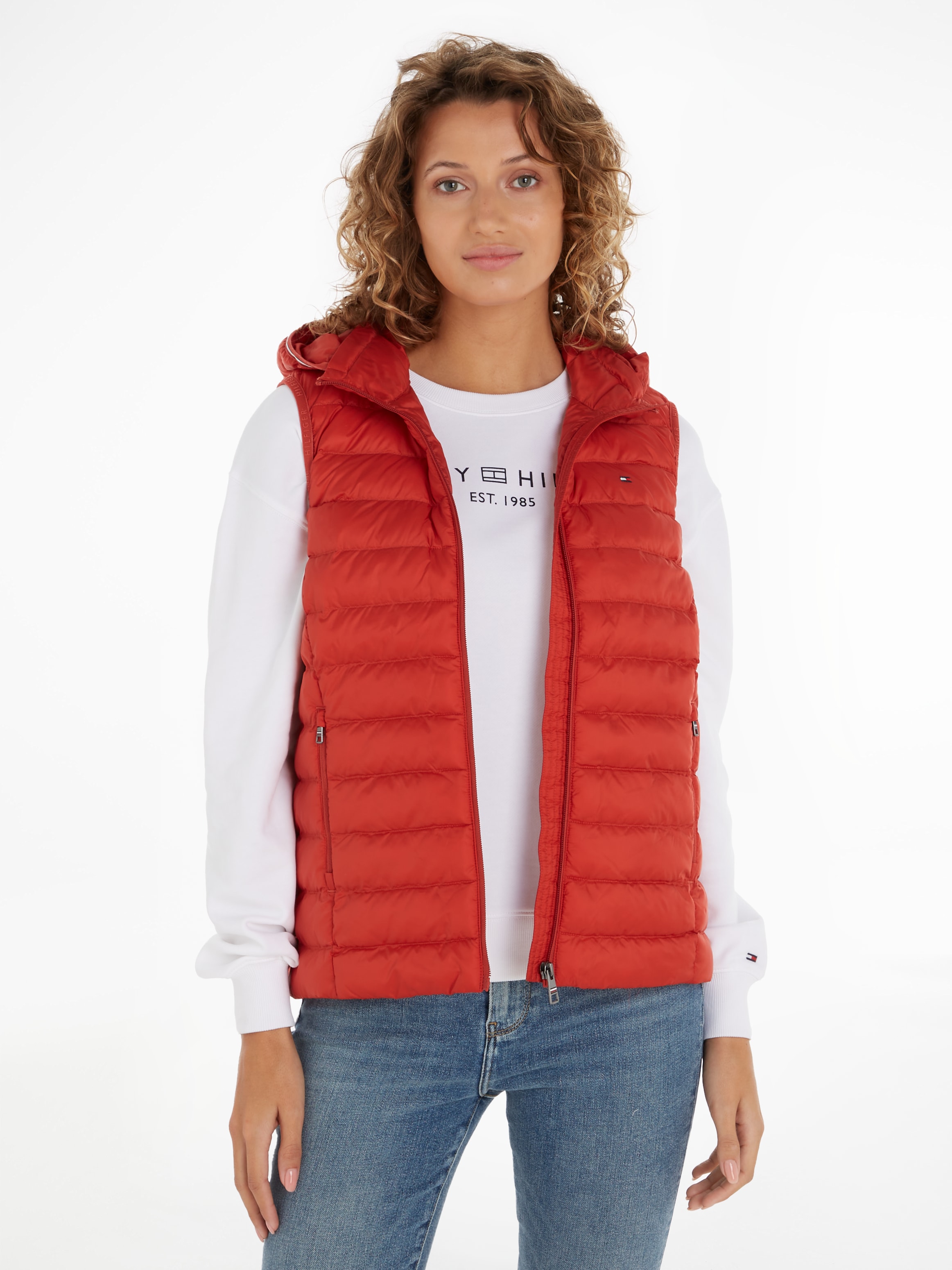 TOMMY HILFIGER Steppweste »LW PADDED GLOBAL STRIPE VEST«, (Global Serie TH WOMEN), mit Elastic-Band