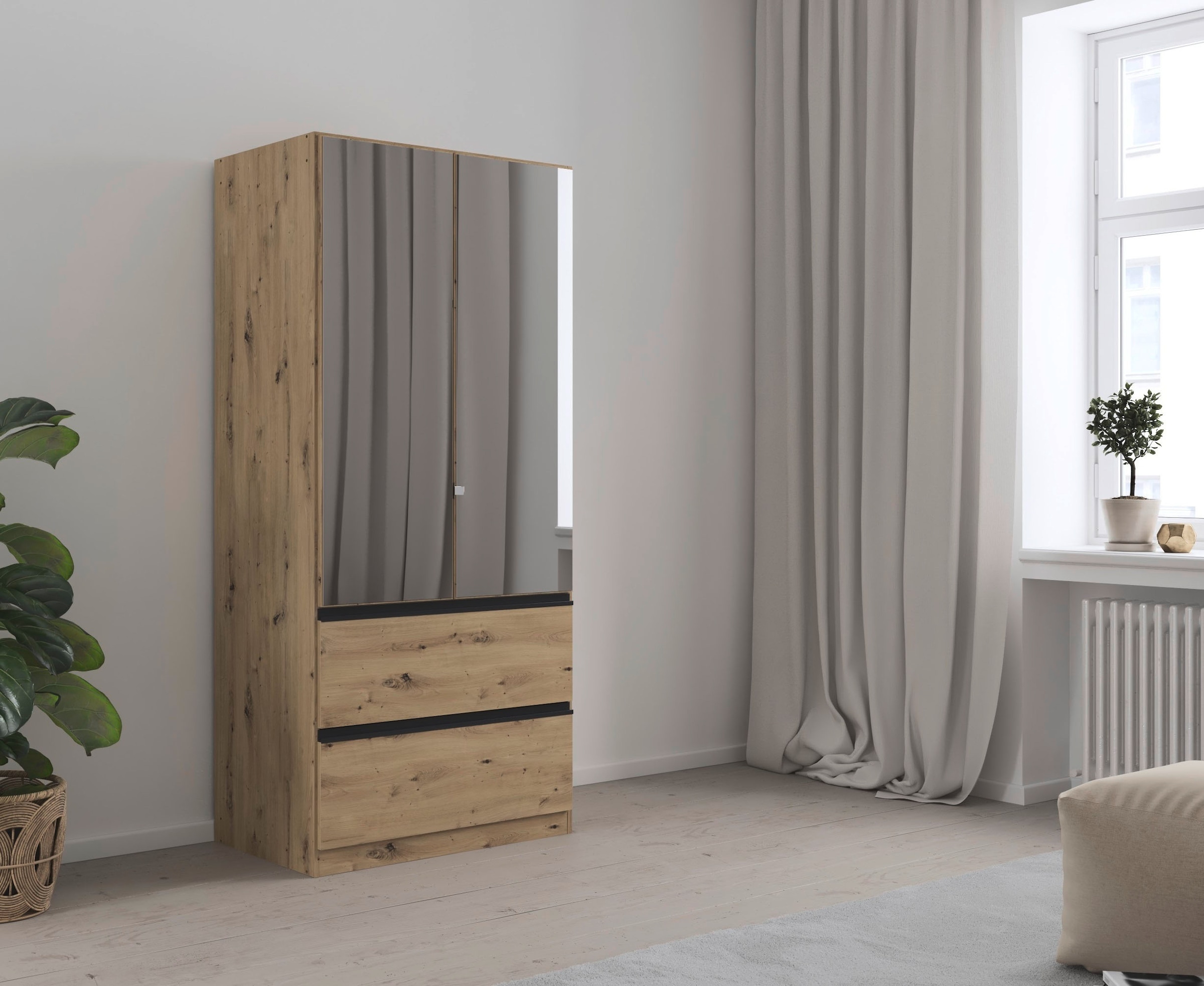 rauch Drehtürenschrank »Kleiderschrank Schrank Garderobe Wäscheschrank COSTA in 3 Breiten«, mit Spiegel, grifflose Front und Push-to-Open Funktion MADE IN GERMANY