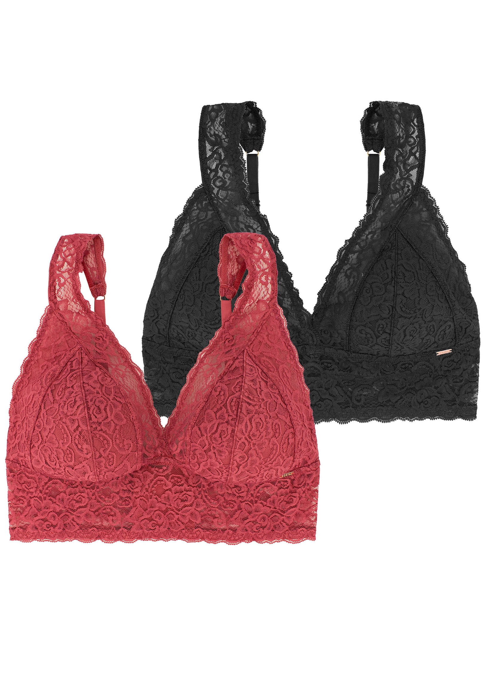 Bralette »Lana«, (2er Pack), XS-4XL, ohne Bügel mit floraler Spitze