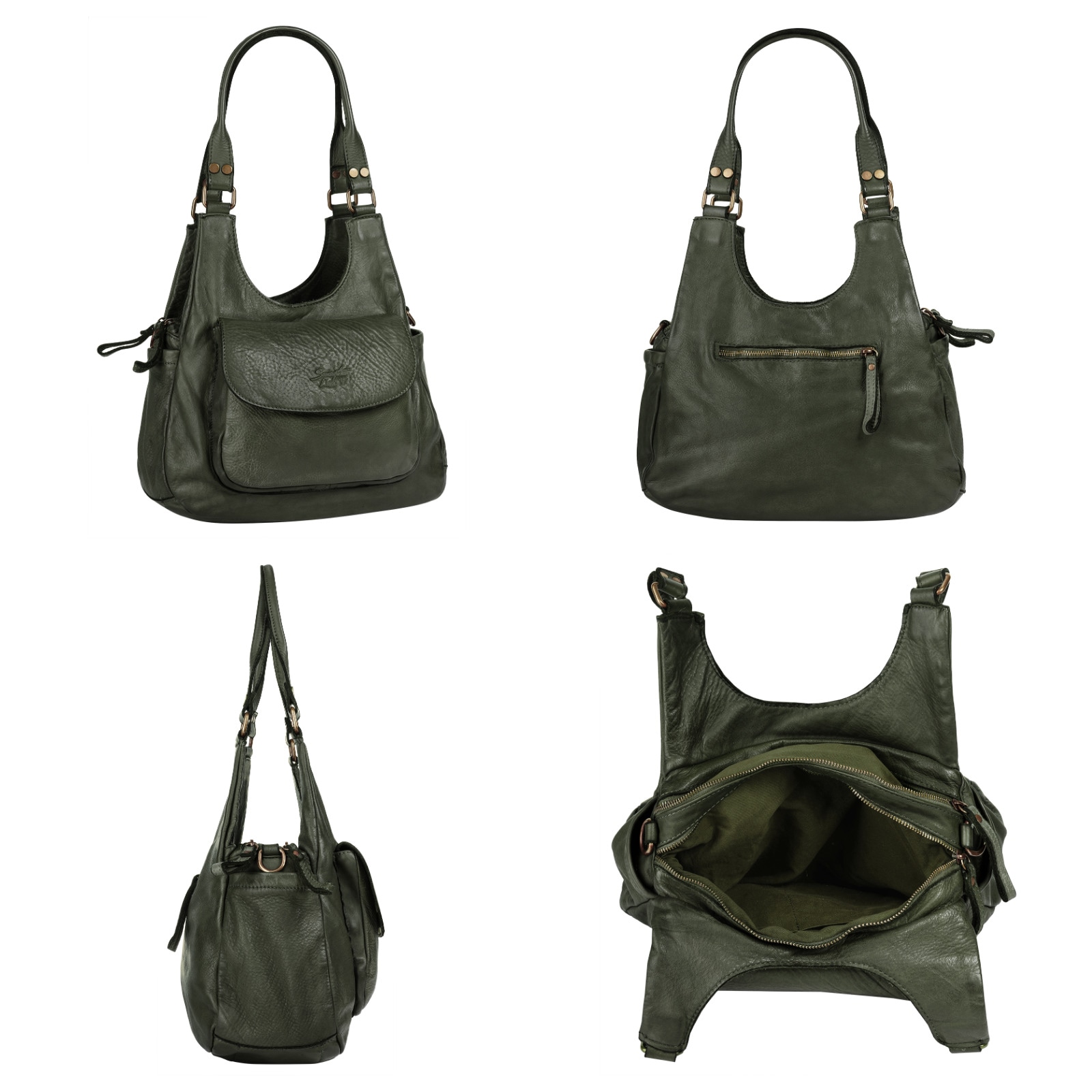 Samantha Look Umhängetasche, echt Leder, Made in Italy