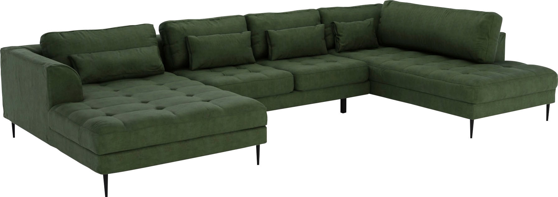 TRENDMANUFAKTUR Wohnlandschaft »Luzi, gemütliches Sofa, extra viel Platz, viele Kissen, OTTOs Choice«, Designsofa mit tollem Sitzkomfort, Metallfüße schwarz, Breite 361 cm