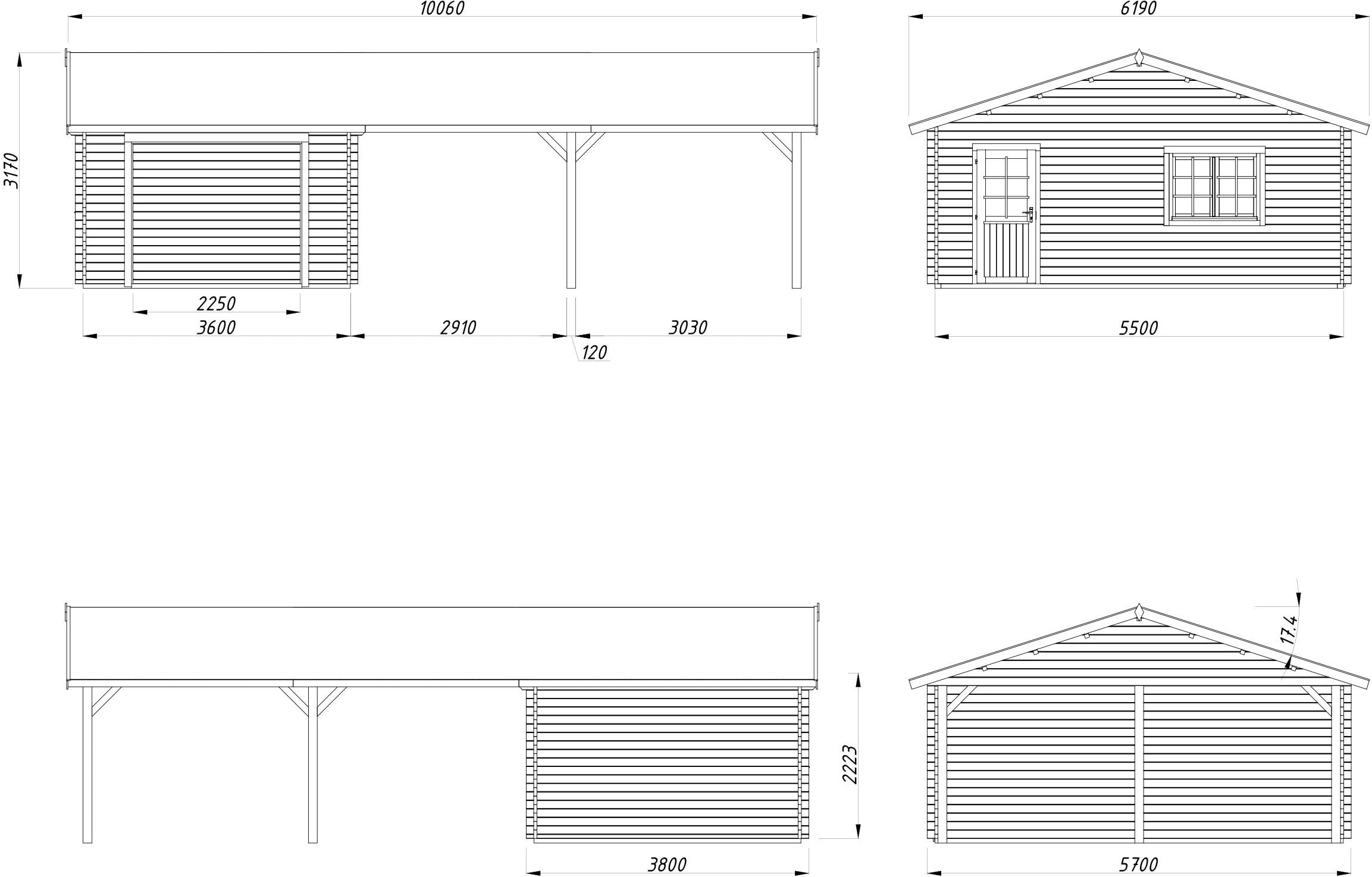 Palmako Garage »Roger, ohne Tor« BxTxH: 1006x619x316 cm