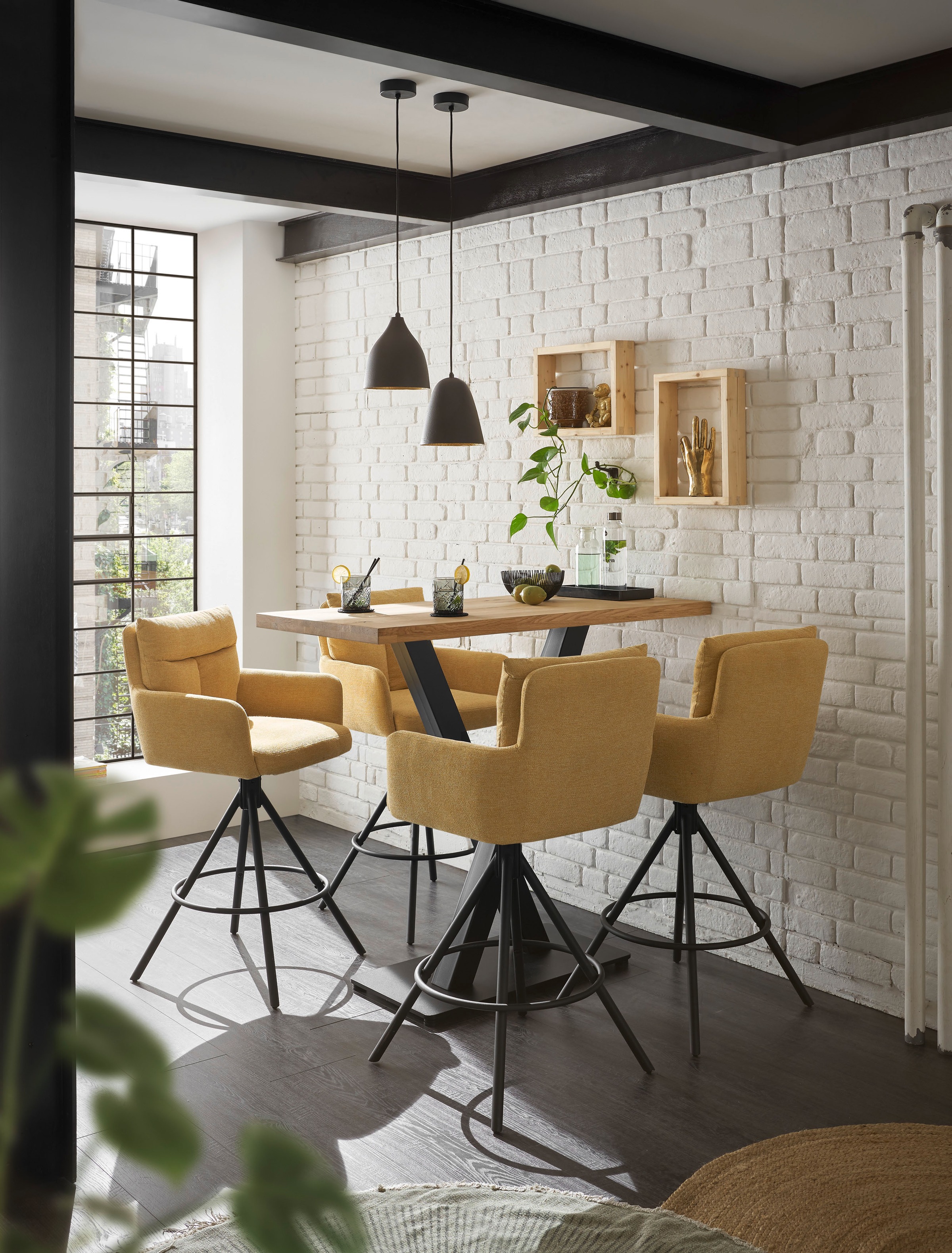 Stolkom Bartisch »Duke Eiche Massivholz geölt, Hochtisch BxHxT 120x104x60 cm«, Gerade Kante, Eiche Massivholz geölt durchgehende Lamelle