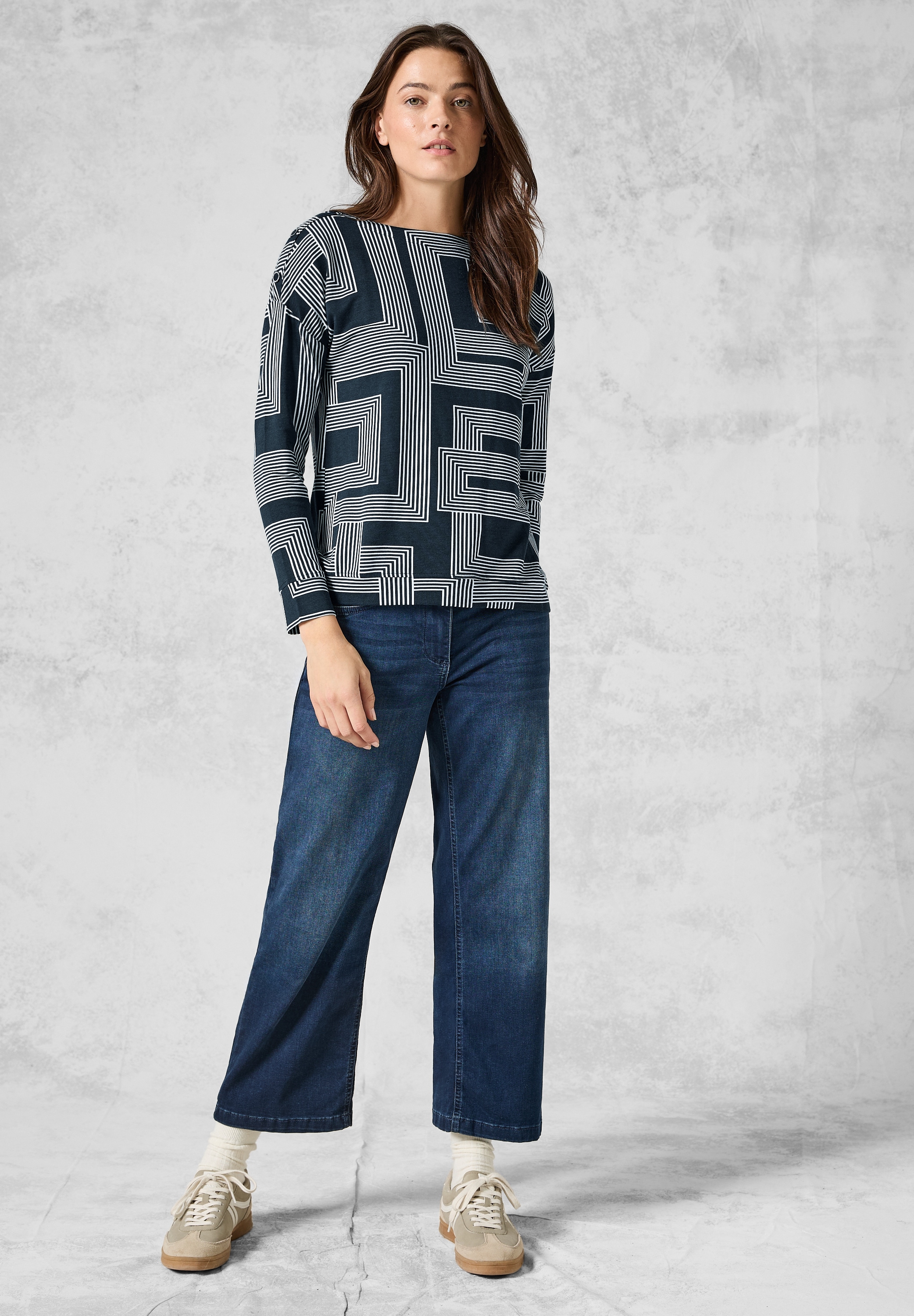 Cecil Langarmshirt, mit U-Boot-Ausschnitt