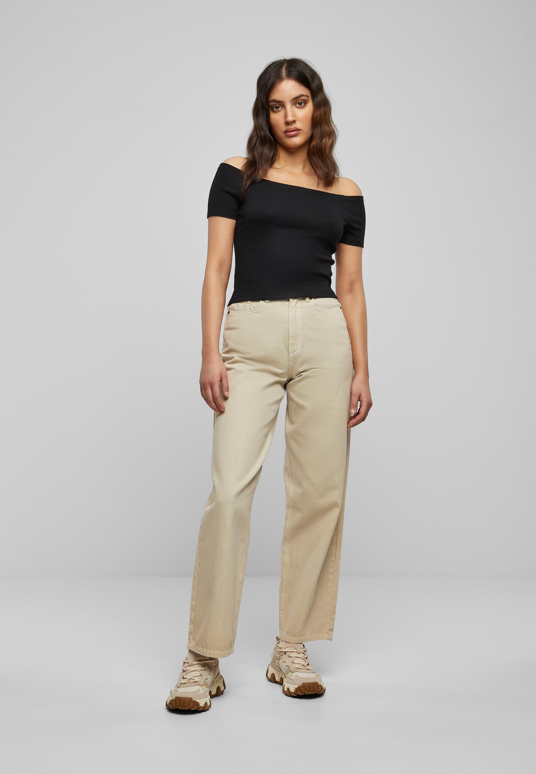 URBAN CLASSICS T-Shirt »Urban Classics Damen Ladies Off Shoulder Rib Tee«, (1 tlg.)