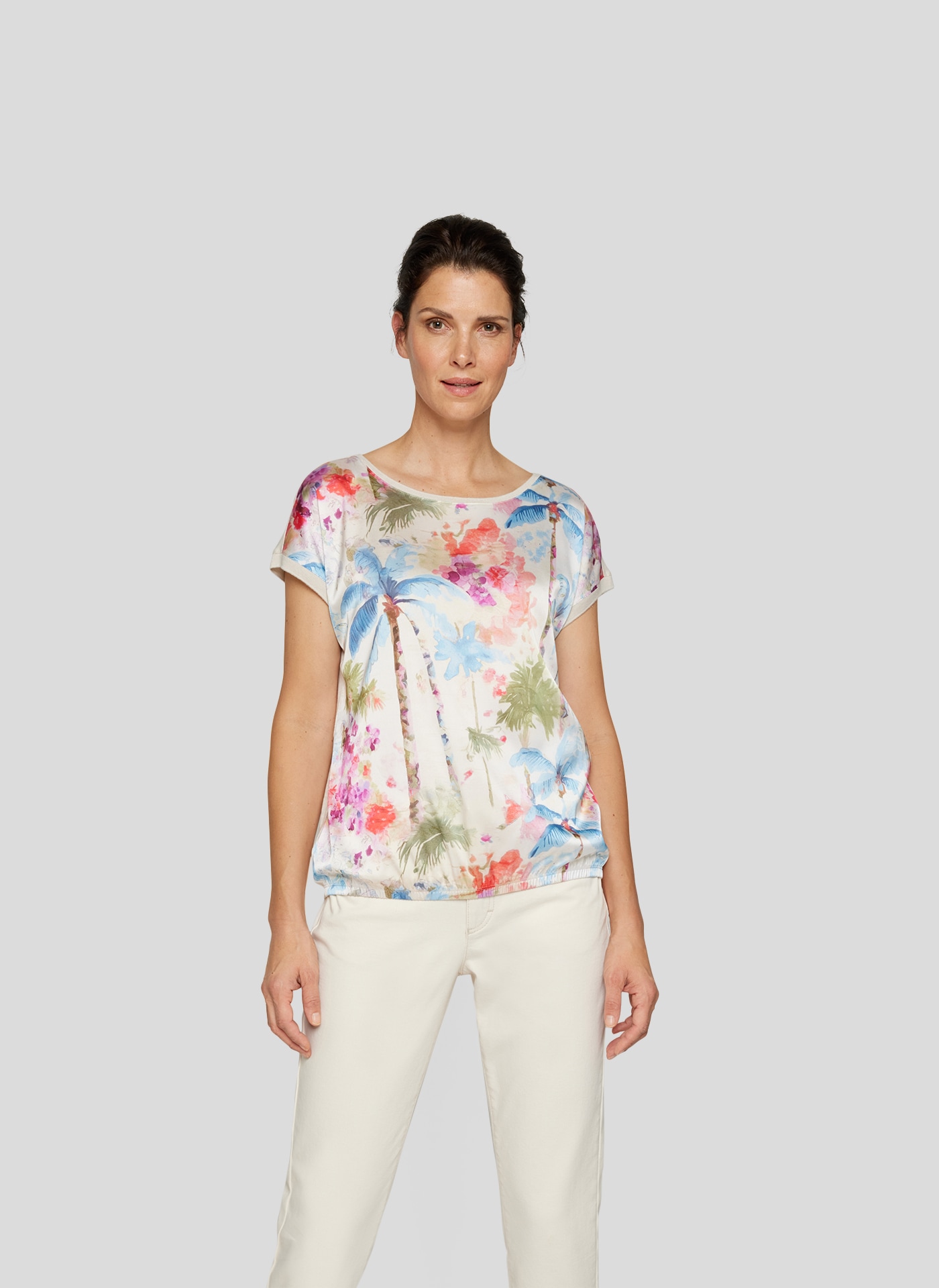 Rabe Kurzarmshirt mit floralem Muster vorn, hinten unifarben günstig online kaufen