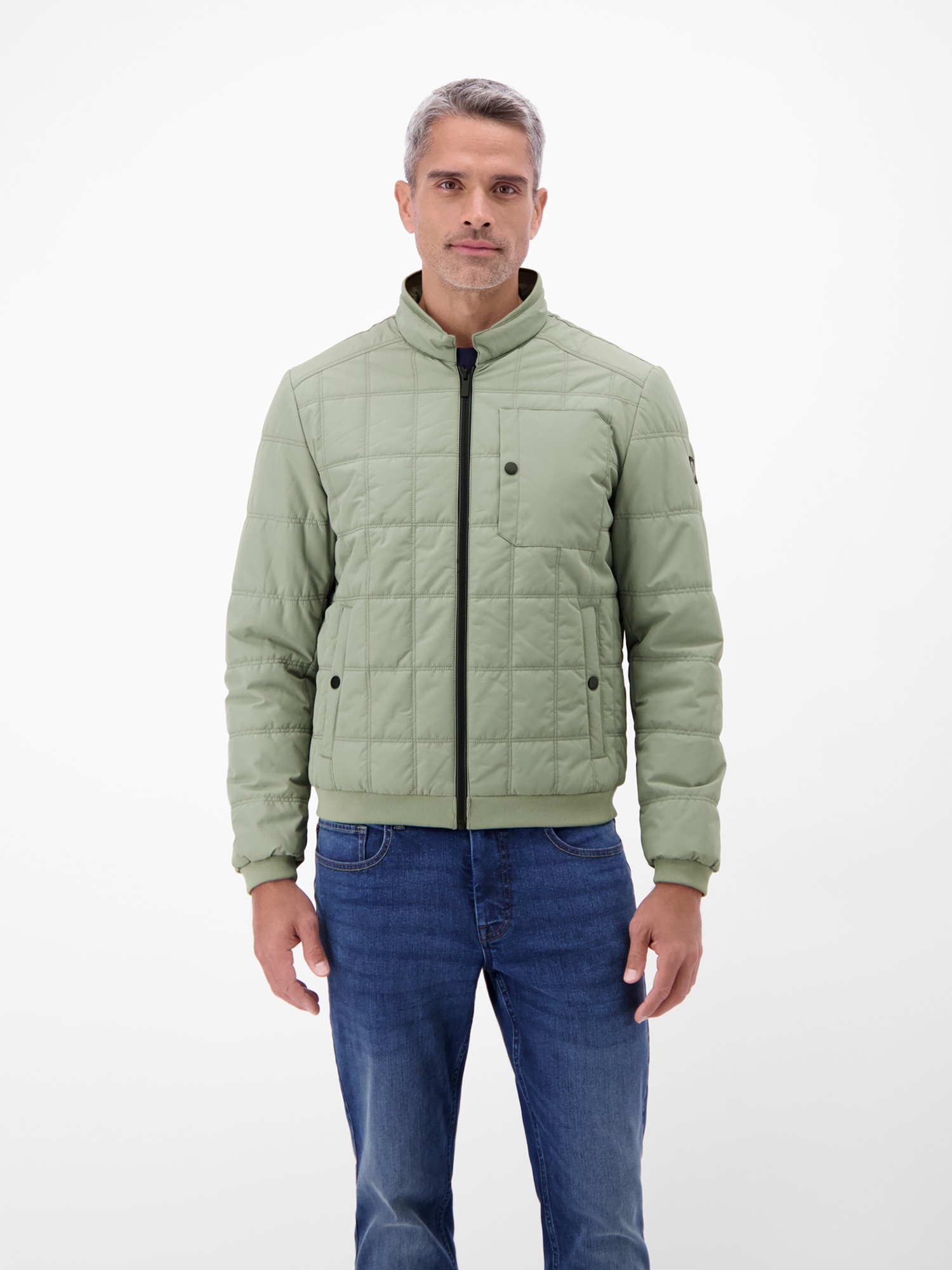Outdoorjacke LERROS "Blousonjacke in Stepp-Optik", Herren, Gr. 3XL, tinted grau, 100% Polyester, Jacken Outdoorjacke