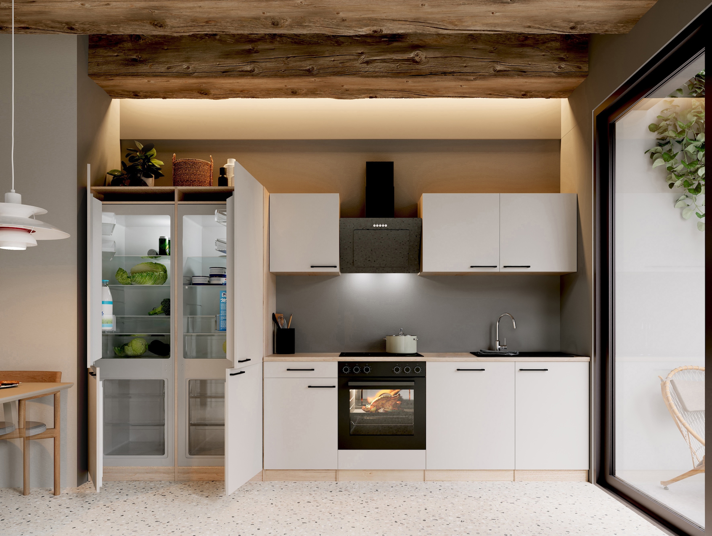 RESPEKTA Küche »Merle« Küchenzeile Merle, Breite 340 cm, mit Soft Close, French-Door-Design
