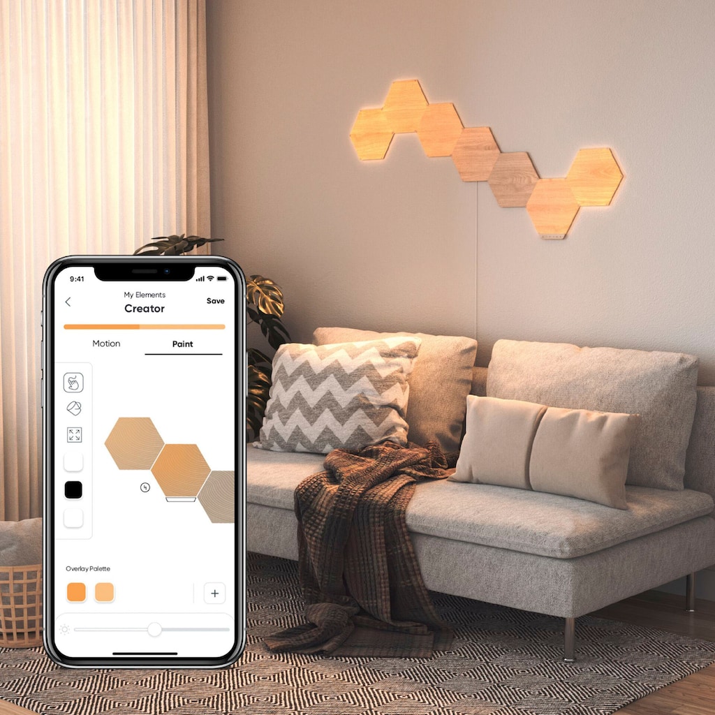 nanoleaf Dekolicht »Elements Wood Look«, Smarte Technologie und elegante Beleuchtung