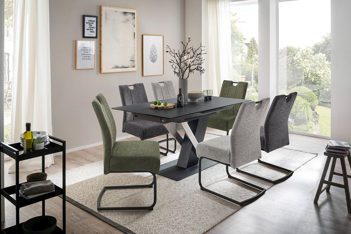 Thumbnail - MCA furniture Esstisch "MASSARO Tisch mit Säule 160-210 cm", (Einzelstück), Keramik, Metall, Synchronauszug, ausziehbar,...
