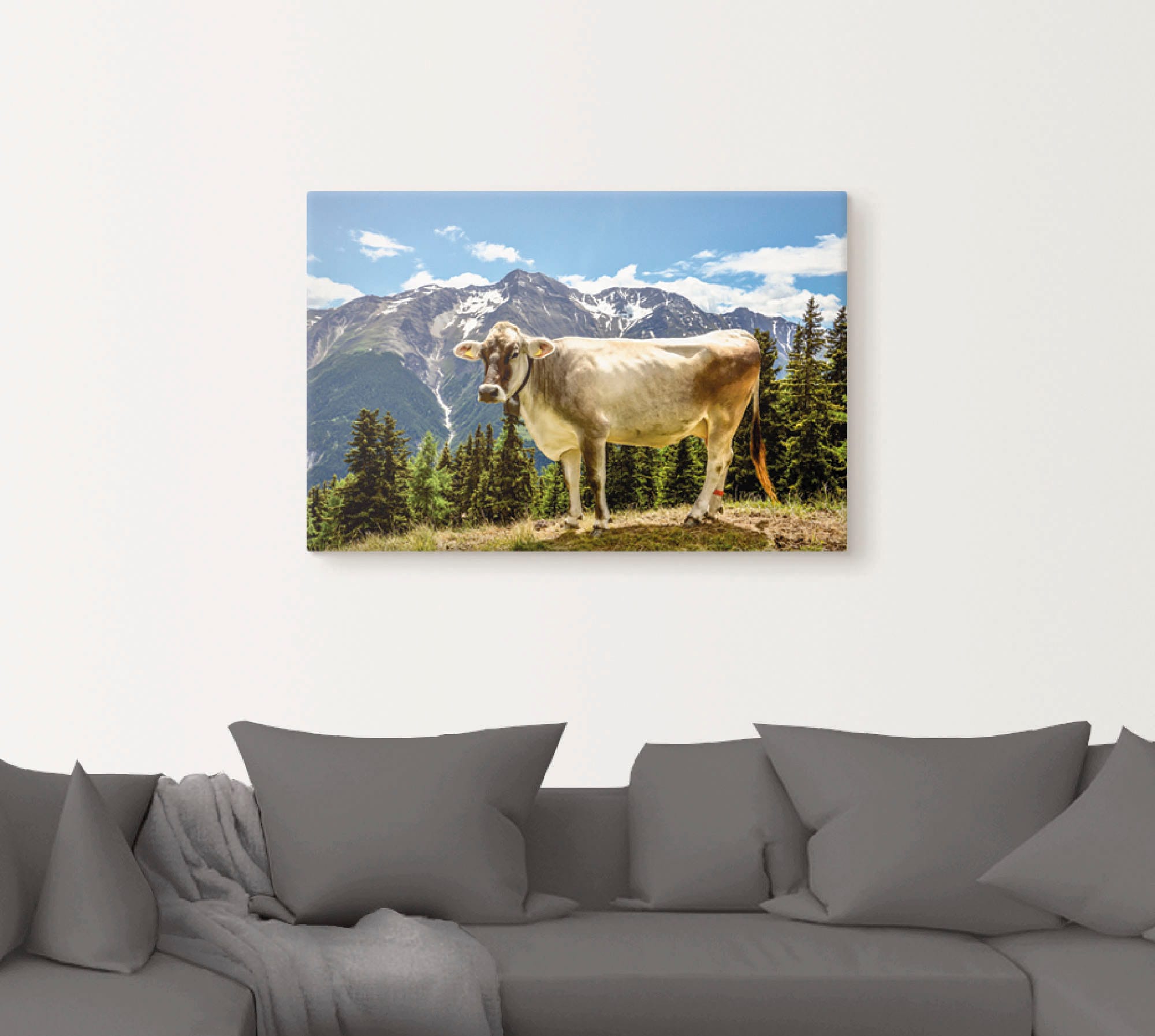 Artland Wandbild »Bergkuh in den Alpen im Sommer«, Haustiere, (1 St.), als Leinwandbild, Poster, Wandaufkleber in verschied. Größen