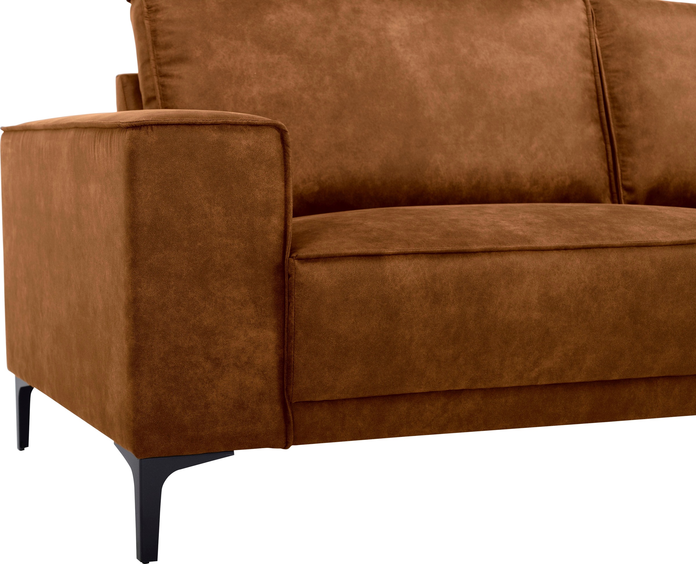 Places of Style Ecksofa »Polsterecke Oland, Struktur, Flachgewebe, Luxus-Microfaser, Boucle«, L-Form, 280 cm, Wellenunterfederung, Skandi-Design, Metallfüße