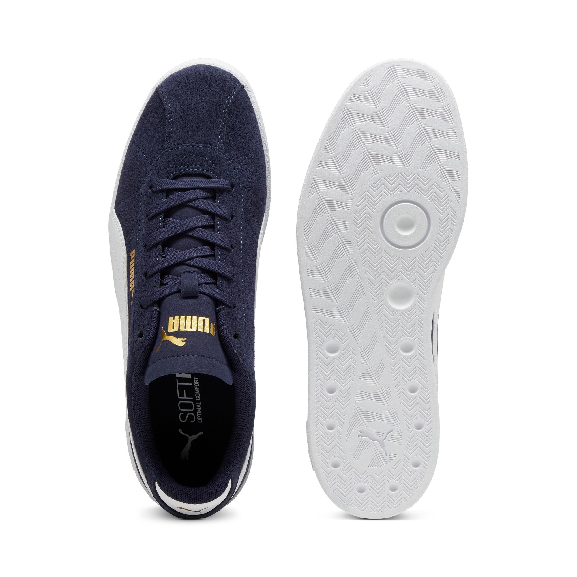 Sneaker PUMA "CLUB II", Damen, Gr. 40, blau (puma navy, puma weiß, puma gold), Leder, unifarben, Schuhe Sneaker, aus Leder, mit Schnürverschluss, mit profiliertem Laufsohlenprofil 6