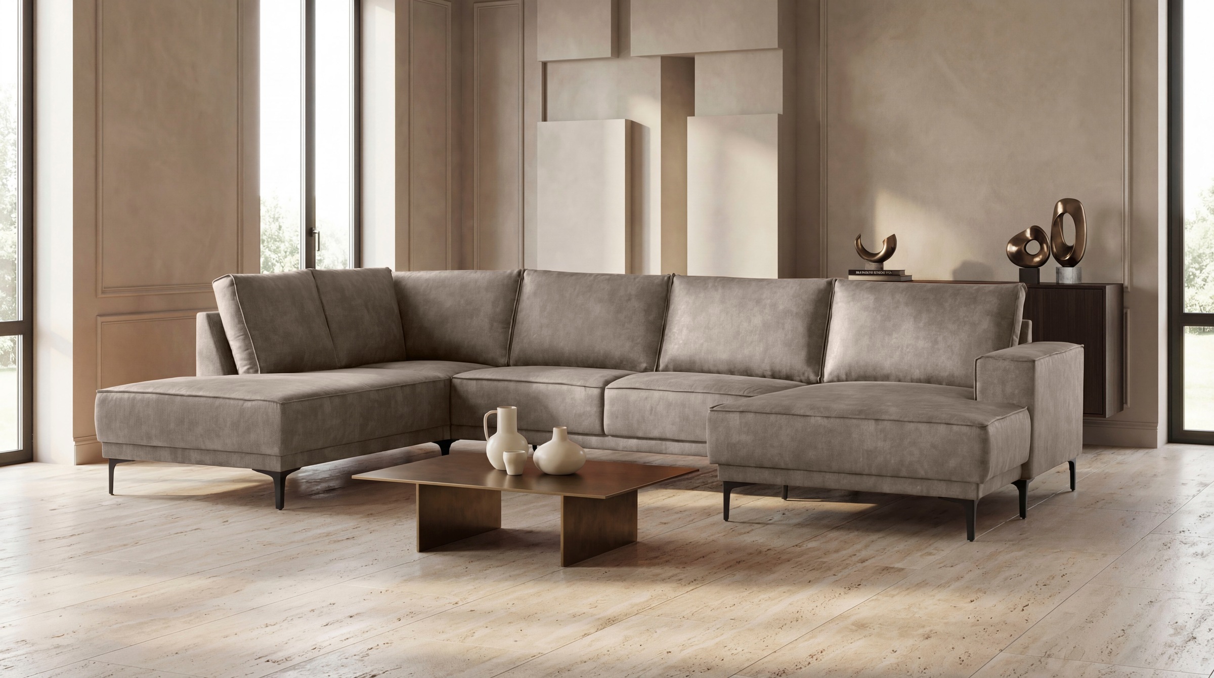 OTTO home Wohnlandschaft "XXL Sofa Oland, Struktur, Flachgewebe, Luxus-Micr günstig online kaufen