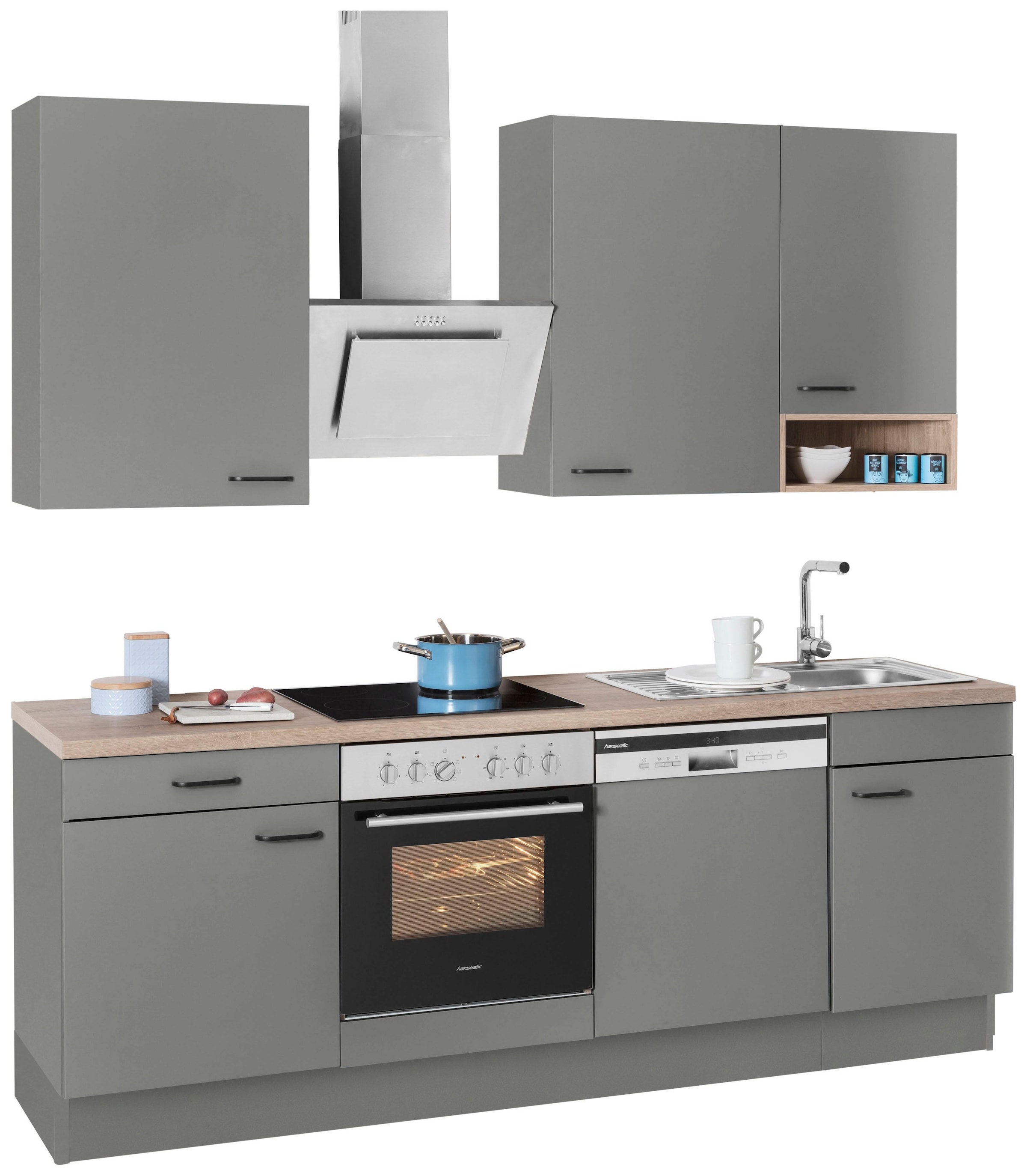 OPTIFIT Küchenzeile »Elga«, Premium-Küche mit Soft-Close-Funktion, Vollauszug, Breite 230 cm