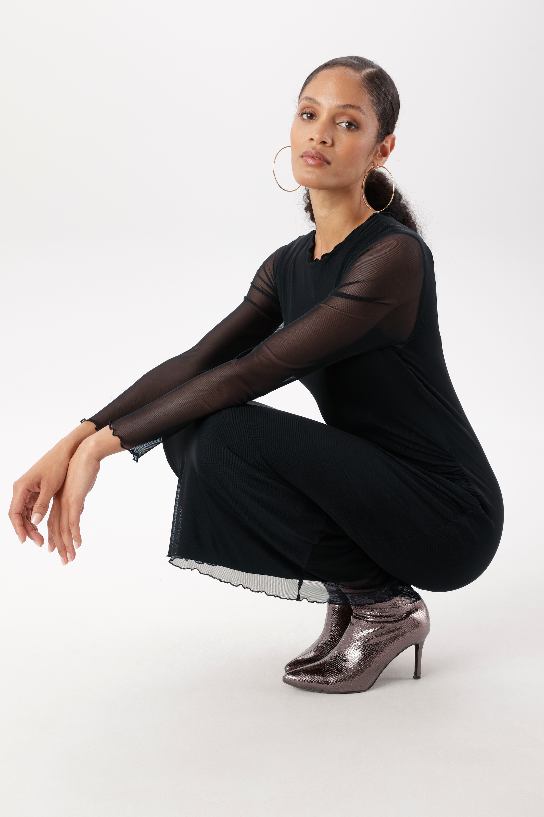 Aniston SELECTED Maxikleid In Mesh-Qualiät und transparenten Ärmeln - NEUE KOLLEKTION