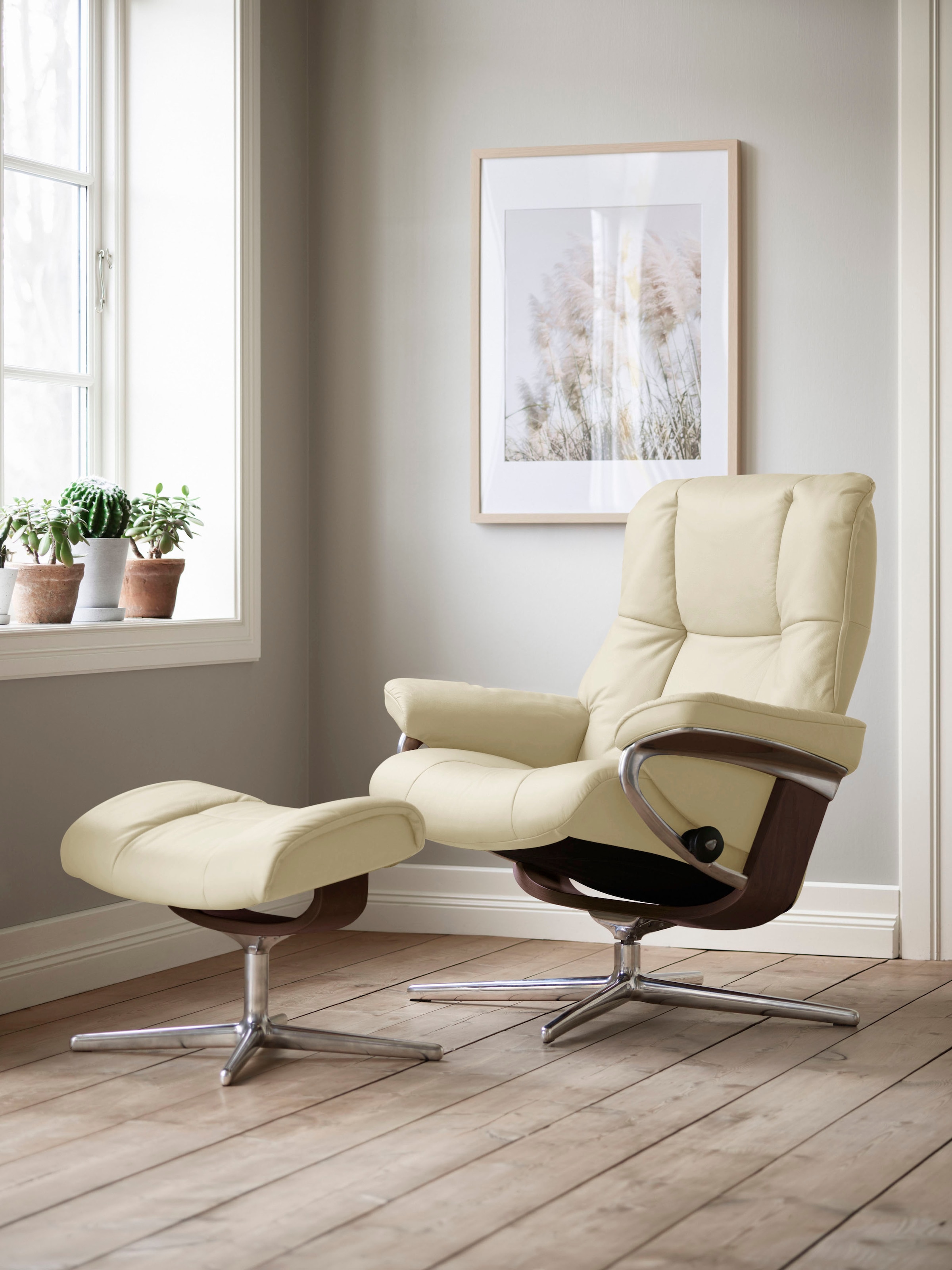 Stressless Fußhocker "Mayfair", mit Cross Base, Größe S, M & L, Holzakzent Braun