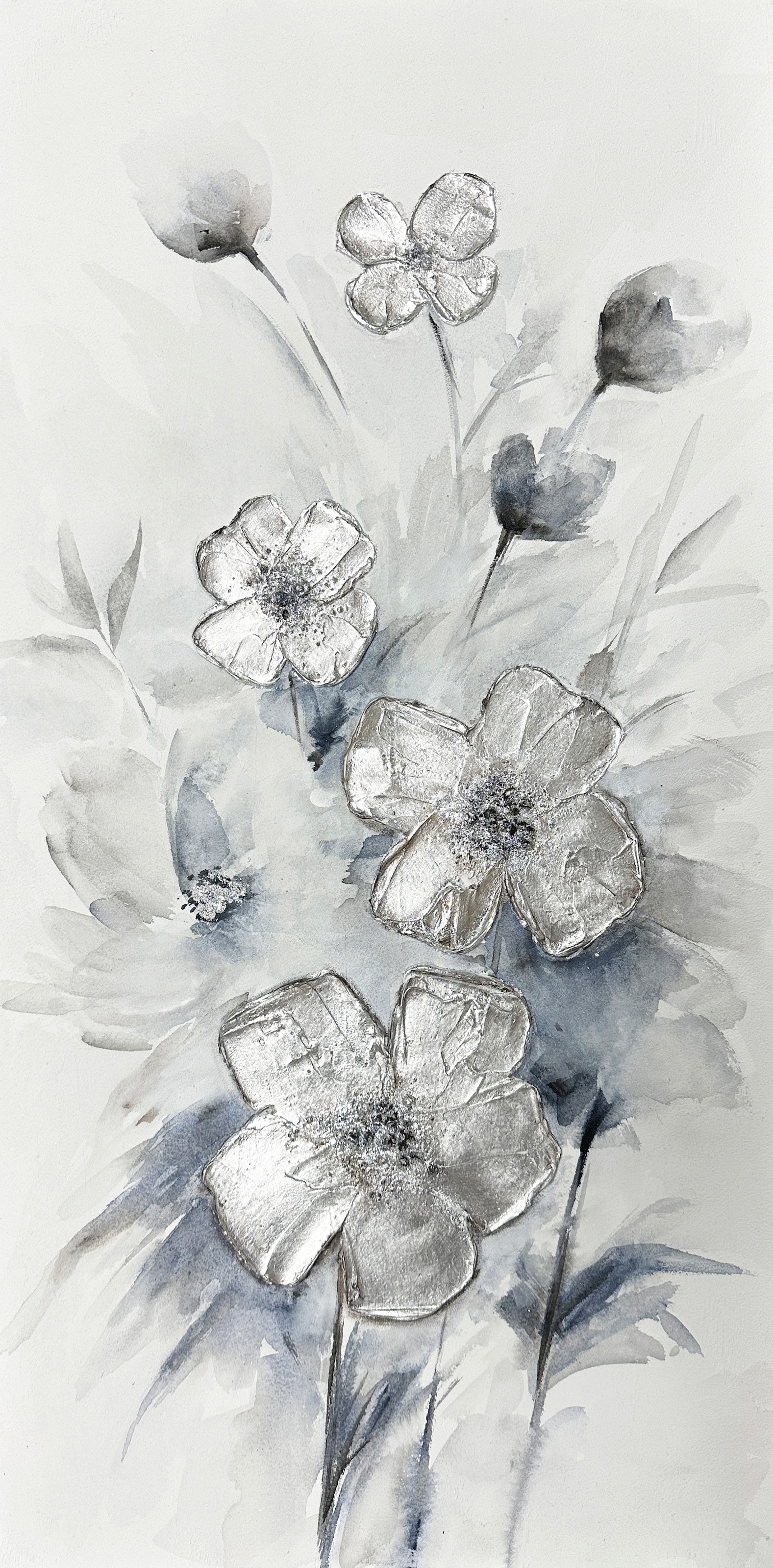 Bönninghoff Ölgemälde "handarbeit BLUMEN 40x80 cm – Wandbild Kunst Deko modern" Blumen Blumenbilder Kunst Modern Pflanzen Pflanzenbilder 1 Stk. tlg. handgefertigt, jedes Bild ein Unikat
