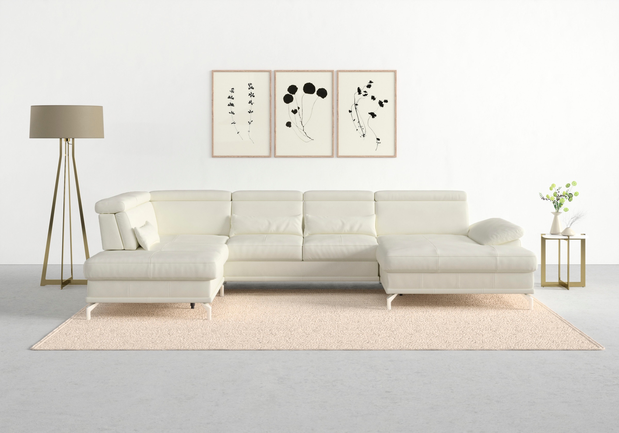 sit&more Wohnlandschaft "Cabrio U-Form, B: 359 cm, mit Sitztiefen-, Arm- & Kopfteilverstellung" 3 Nierenkissen, Federkern, optional Schlaffunktion und Stauraum