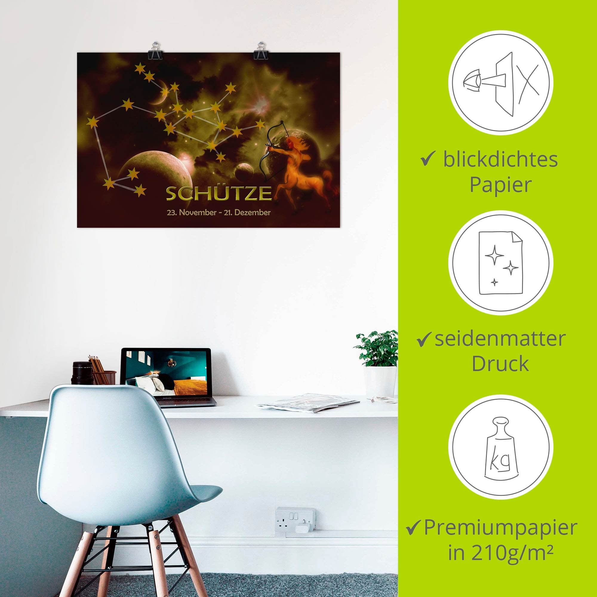 Artland Wandbild »Sternzeichen - Schütze«, Bilder von Sternzeichen, (1 St.), als Alubild, Outdoorbild, Poster in verschied. Größen