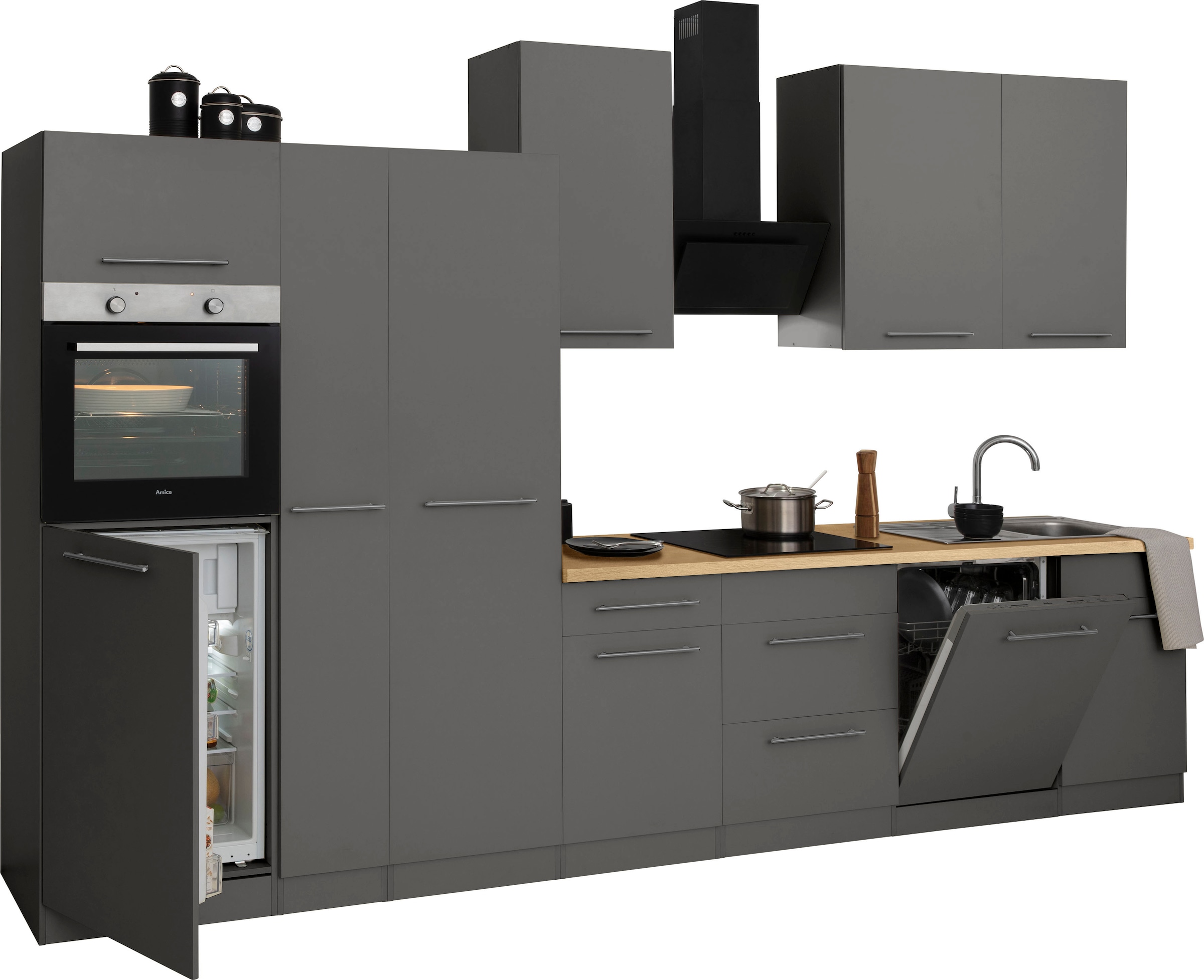 wiho Küchen Küchenzeile »Unna« mit E-Geräten, Breite 360 cm