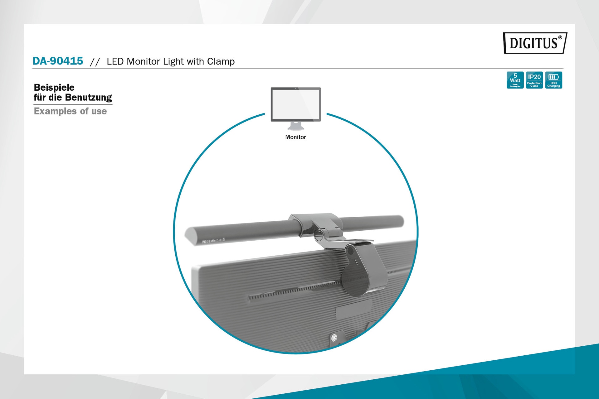 Digitus Leselicht »LED Monitor-Leuchte mit Klemmbefestigung«