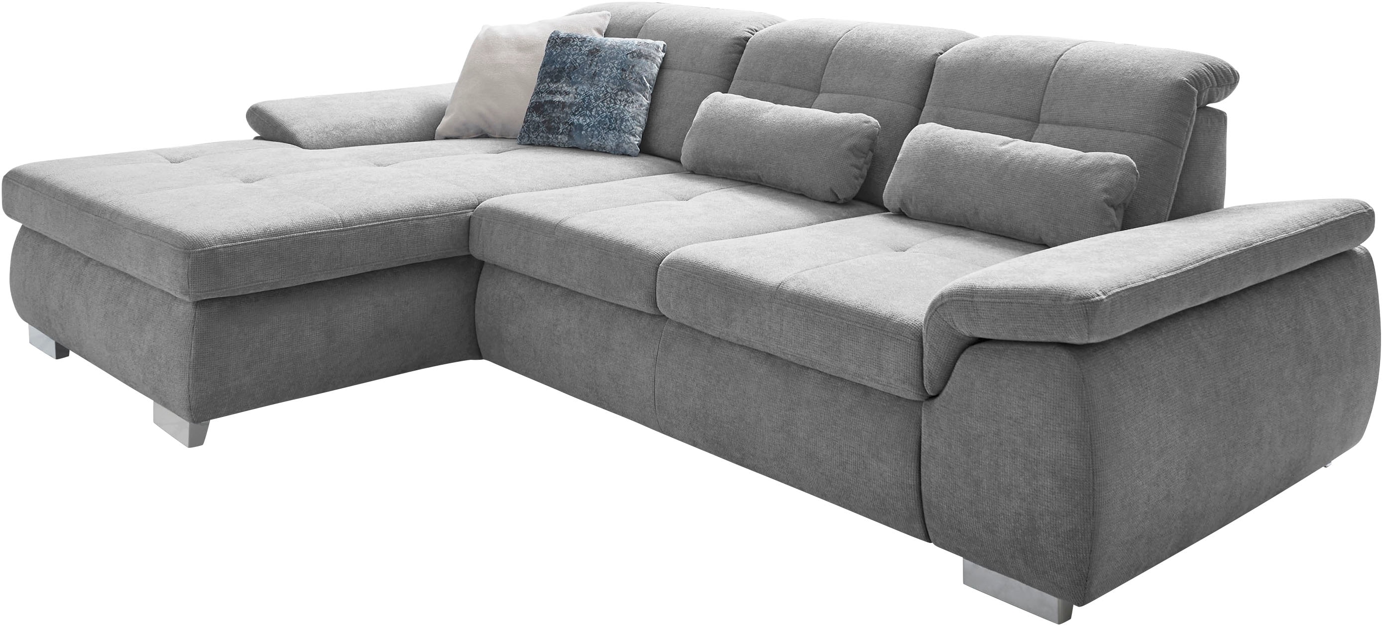 Die PlanBar Ecksofa "MP-IN16037 L-Form, Breite 289 cm, mit Kaltschaum-Polsterung" mit Sitztiefenverstellung & Zierkissen