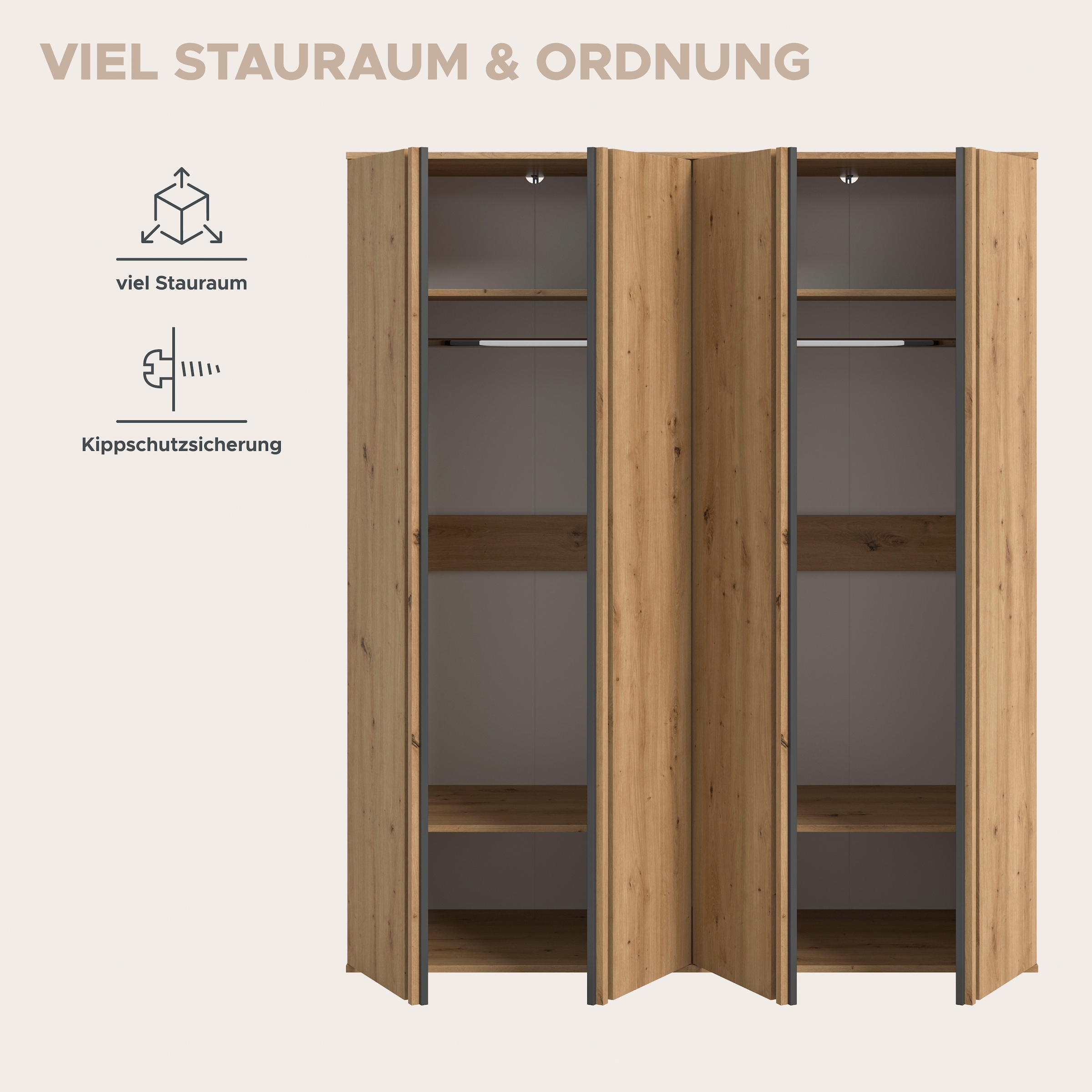 Home affaire Schrank-Set »ALVA, in den Breiten 160 & 240 cm, Paneeloptik, Schlafzimmerschrank« wähle den beste Schrank Kombination, individuell platzierbar, 