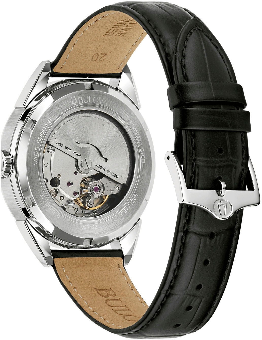 Bulova Automatikuhr, Armbanduhr, Herrenuhr, Damenuhr, Lederarmband, Saphirglas