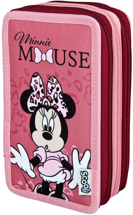 Scooli Federmäppchen "Tripledecker, Minnie Mouse Happy Girl Pink", befüllt, inkl. Geodreieck