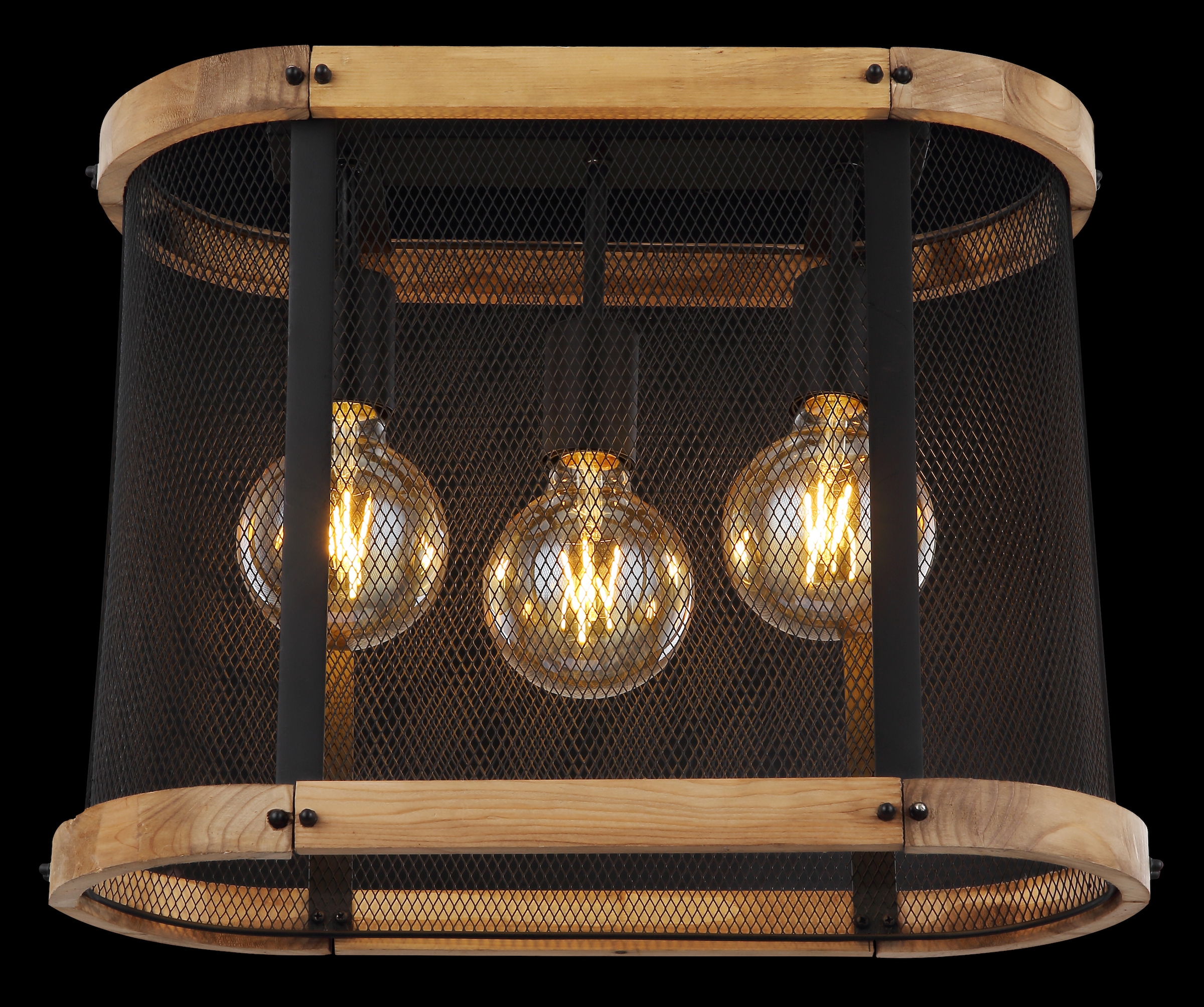 GLOBO LIGHTING Deckenleuchte »JEANIE«, Leuchtmittel E27 | ohne Leuchtmittel, Deckenlampe/Holz/schwarz/Wohnzimmer/Metallgeflecht