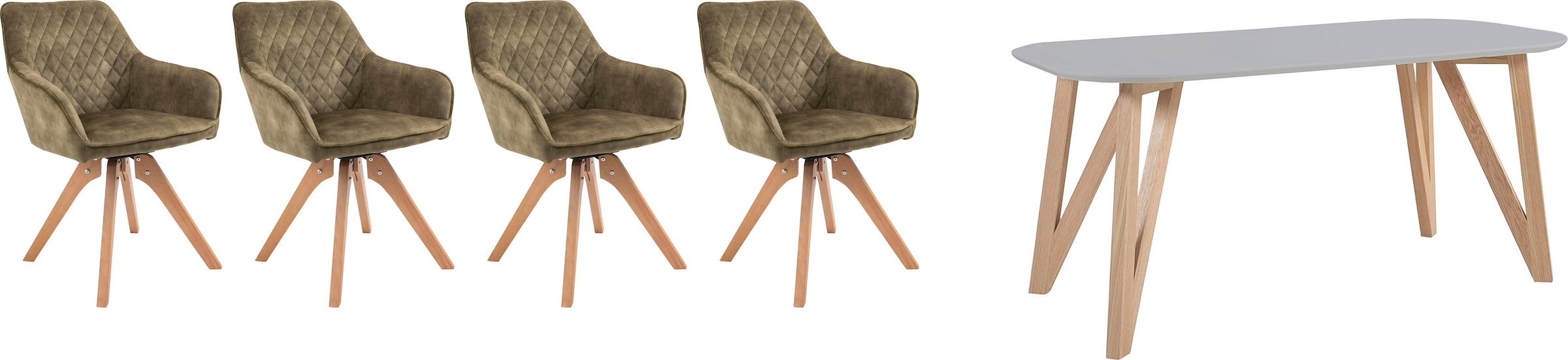 SalesFever Essgruppe "Eleganter Tisch inkl. Stühle" 5-teilige Samtverlours- günstig online kaufen