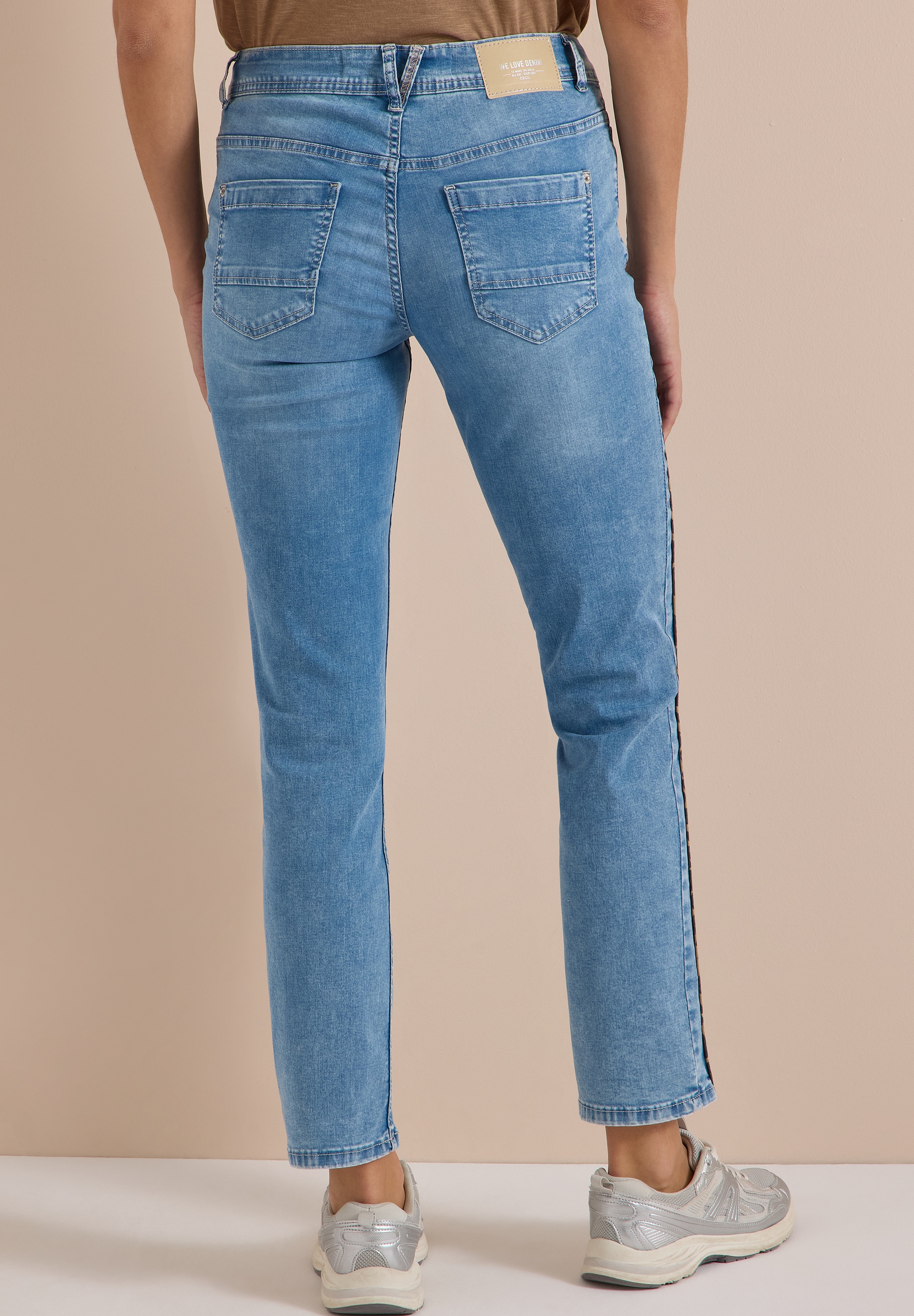 Cecil Straight-Jeans »Style Scarlett Straight« mit Leo-Pipings / Streifen
