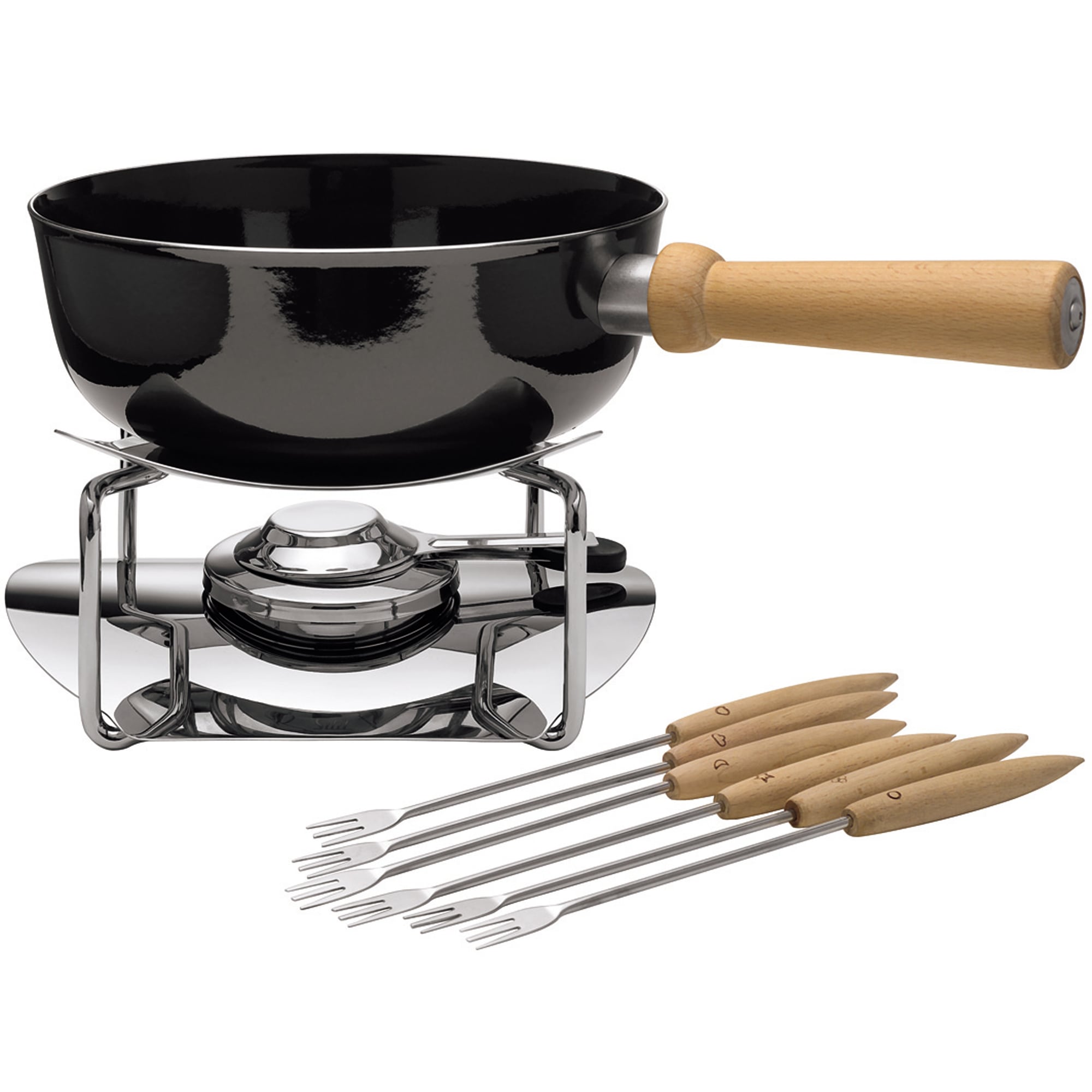 Silit Fonduetopf, Silargan®-Edelstahl 18/10-Holz, Fondue-Kasserolle zum Vorheizen auf dem Herd geeignet, Made in Germany