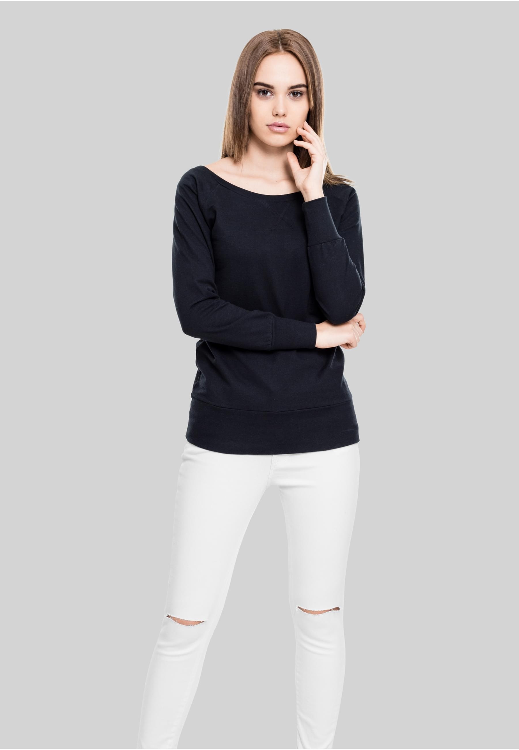 URBAN CLASSICS Sweatshirt »Urban Classics Damen Ladies Wideneck Crewneck«, (1 tlg.)