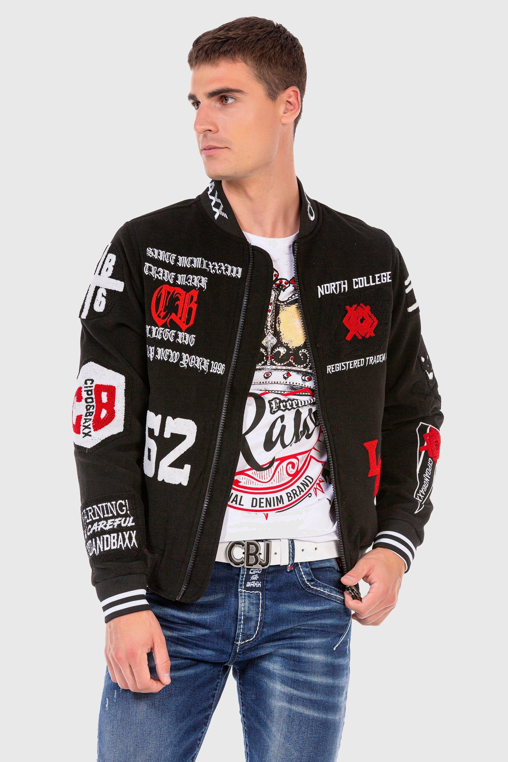 Cipo & Baxx Outdoorjacke »Jacke«, ohne Kapuze, mit coolen Stickereien