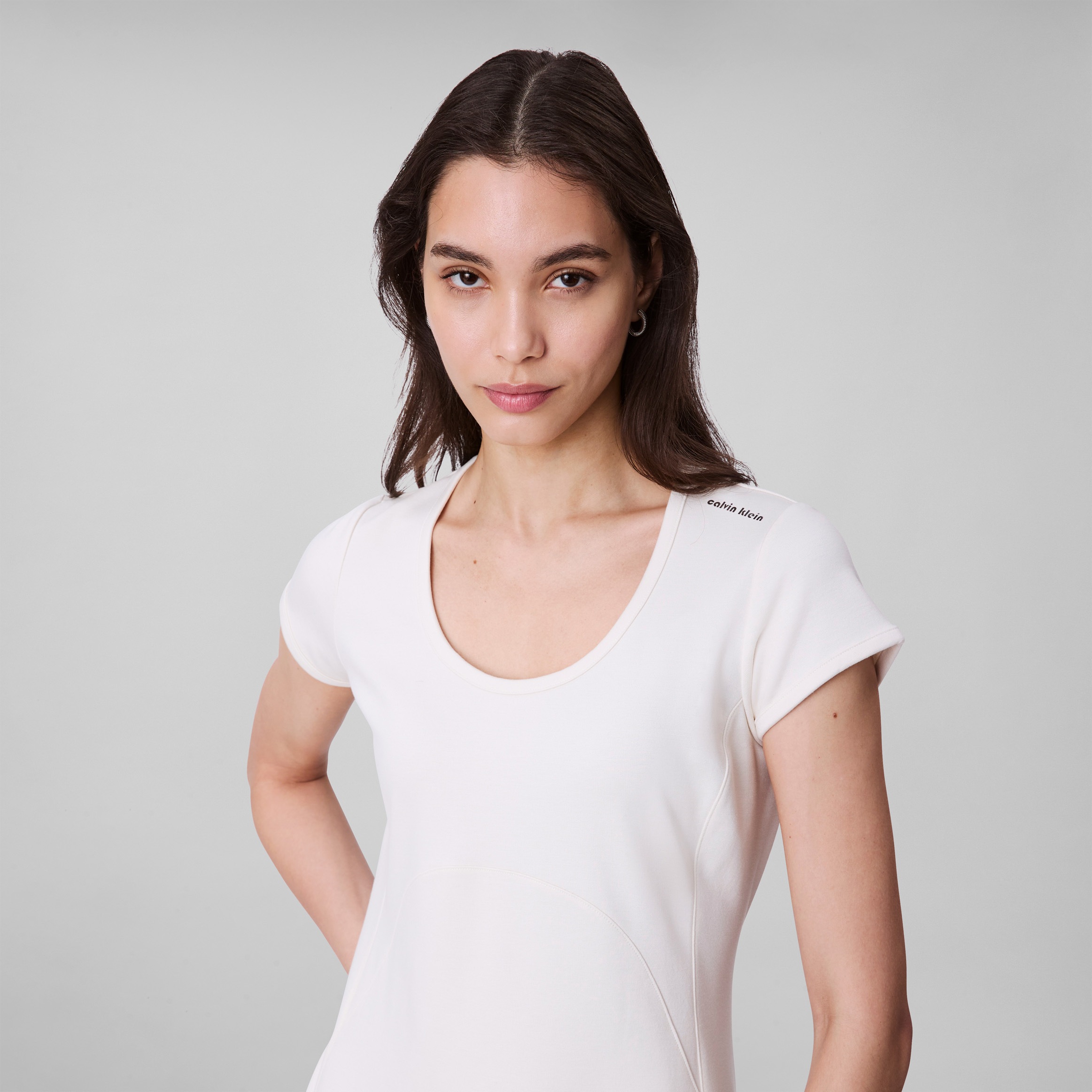 Calvin Klein Jeans Jerseykleid "PUNTO MILANO SS SCOOP NK DRESS", Mit Rundha günstig online kaufen