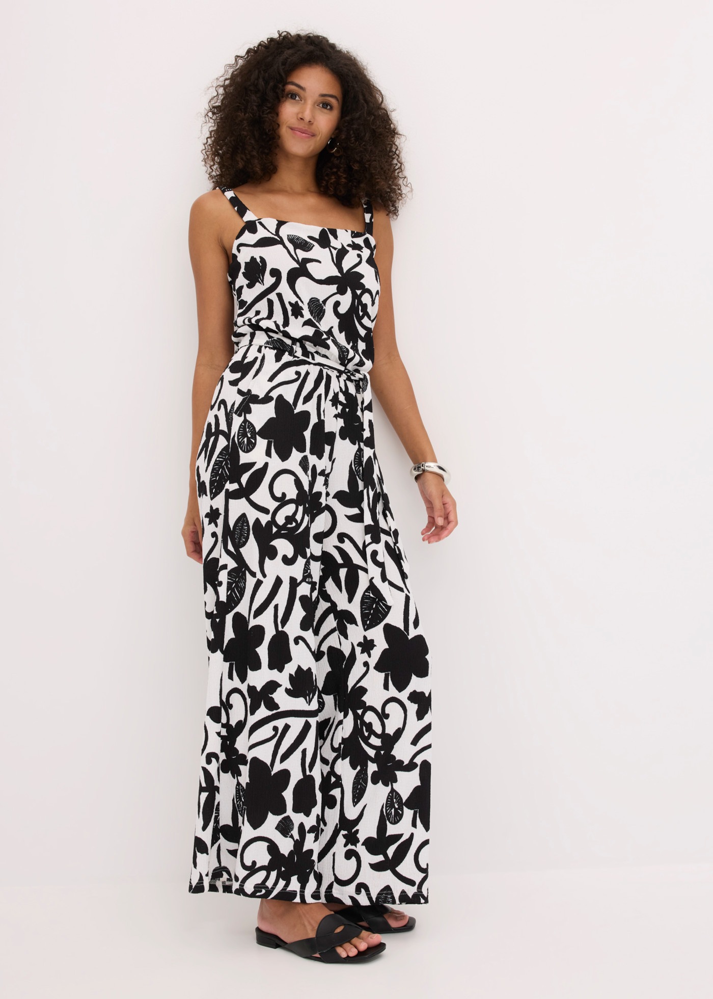 bonprix Jumpsuit mit floralem Druck, ohne Ärmel, Loose Fit, aus Polyester und Elasthan