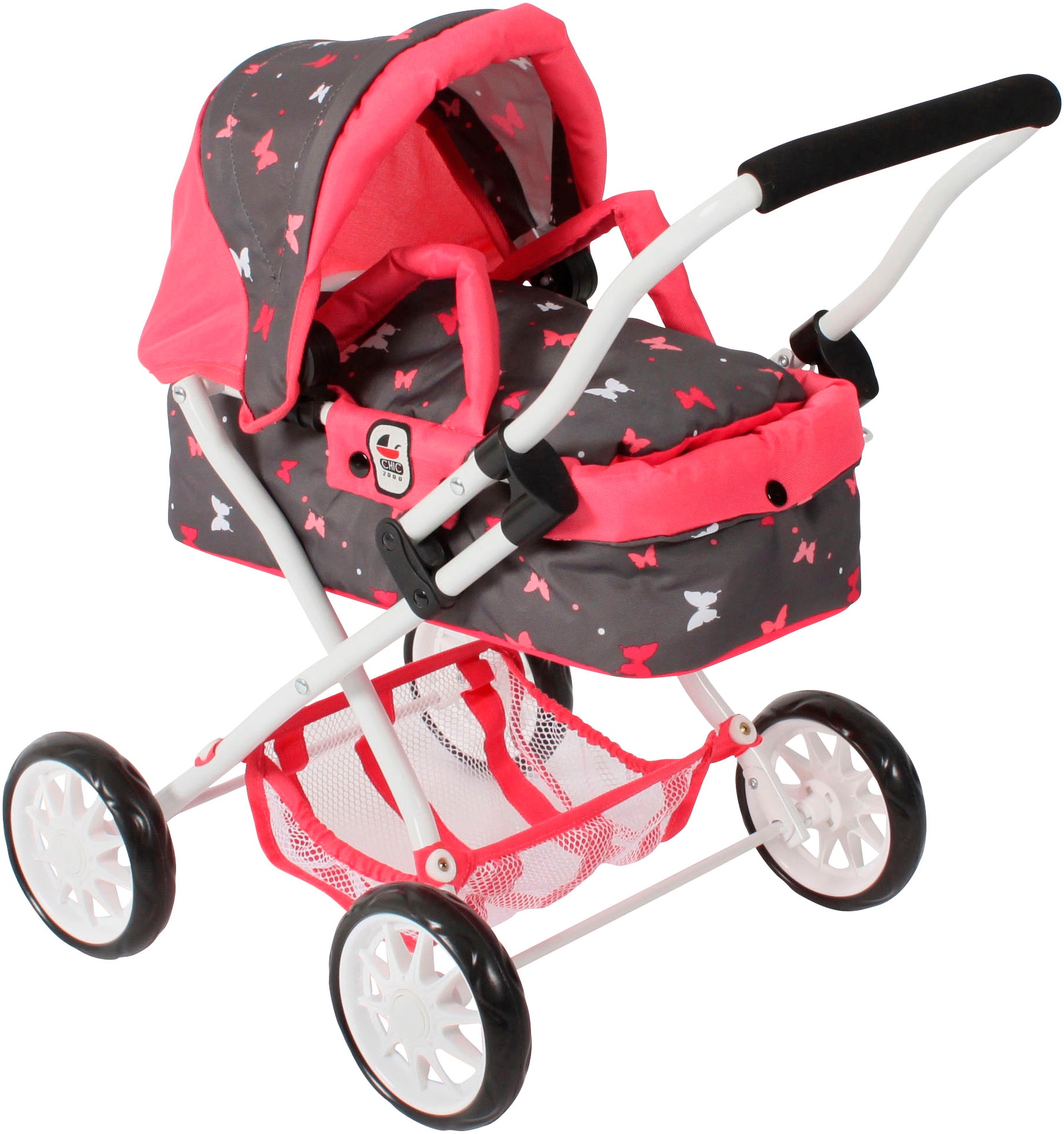 "Puppenwagen CHIC2000 ""Smarty, Mini-Kuschelwagen"", bunt (butterfly), Puppenwagen, KinderB:56cm H:56cm T:56cm, Kunststoff, Metall, Stoff, mit