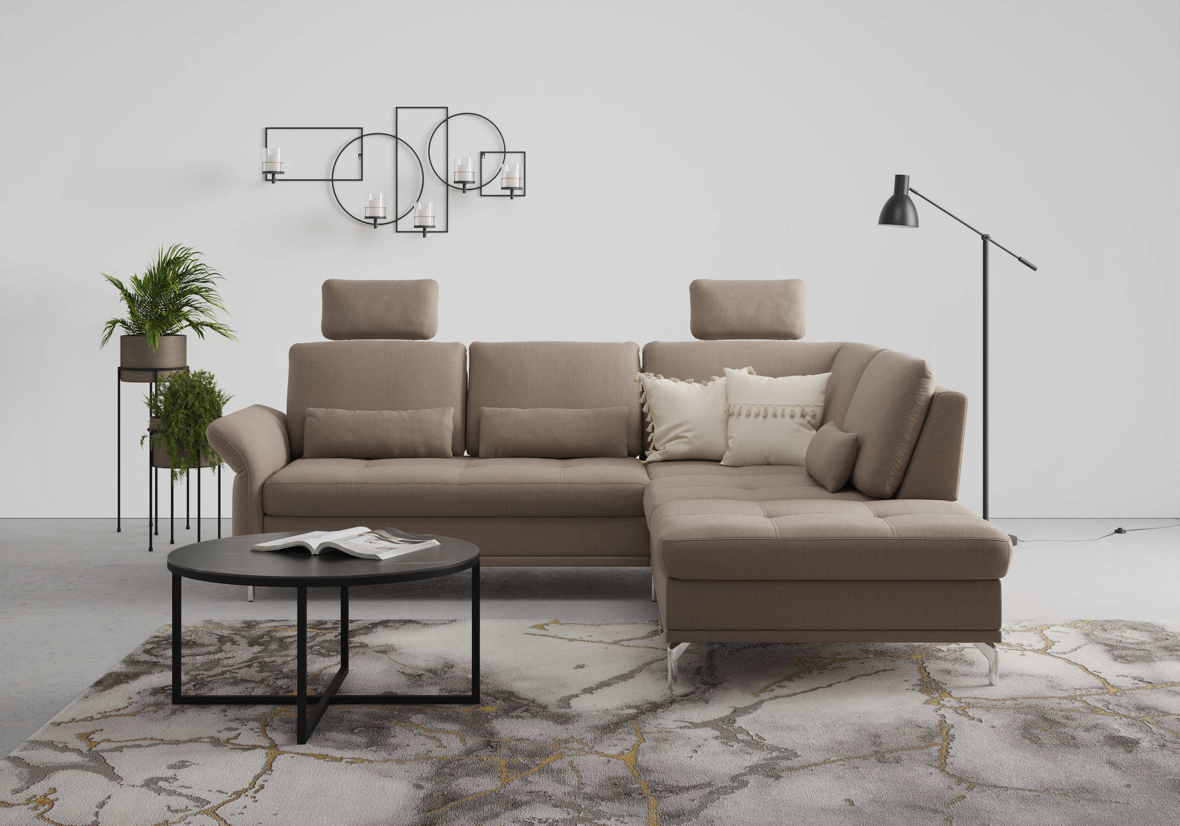 Home affaire Ecksofa "Palm Beach L-Form" Federkern, mit Sitztiefenverstellu günstig online kaufen